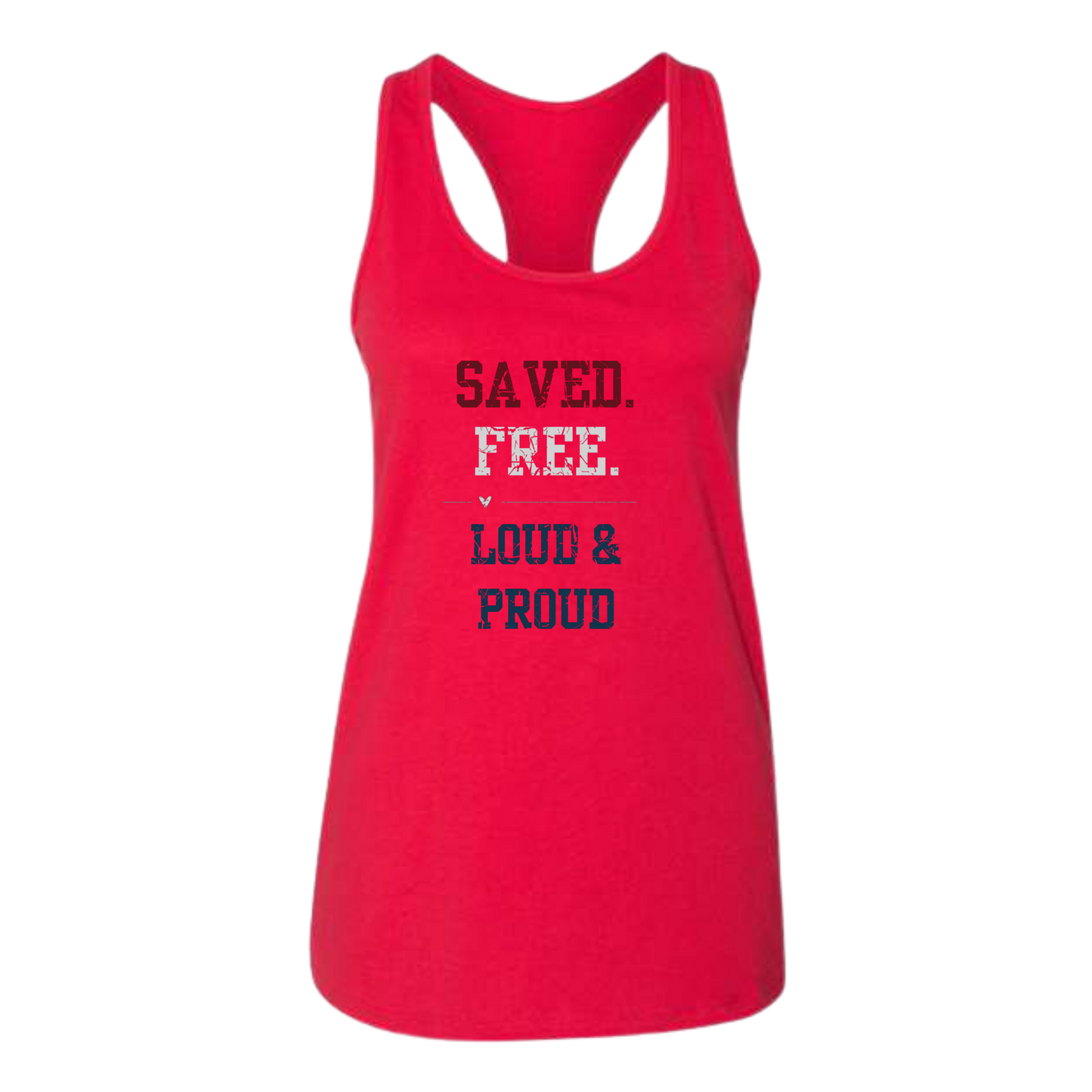 Saved. Free. Loud & Proud - Bella+Canvas - Women's Jersey Racerback Tank
