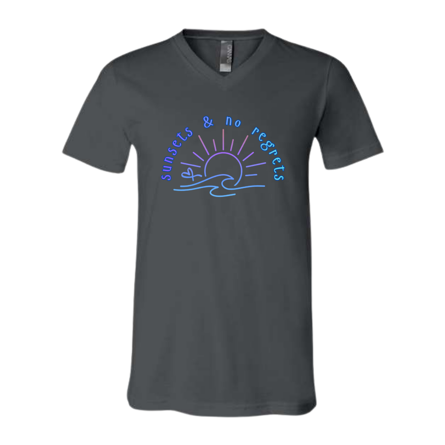 Sunsets & No Regrets - Bella+Canvas - Unisex V-Neck - Neutral Colors