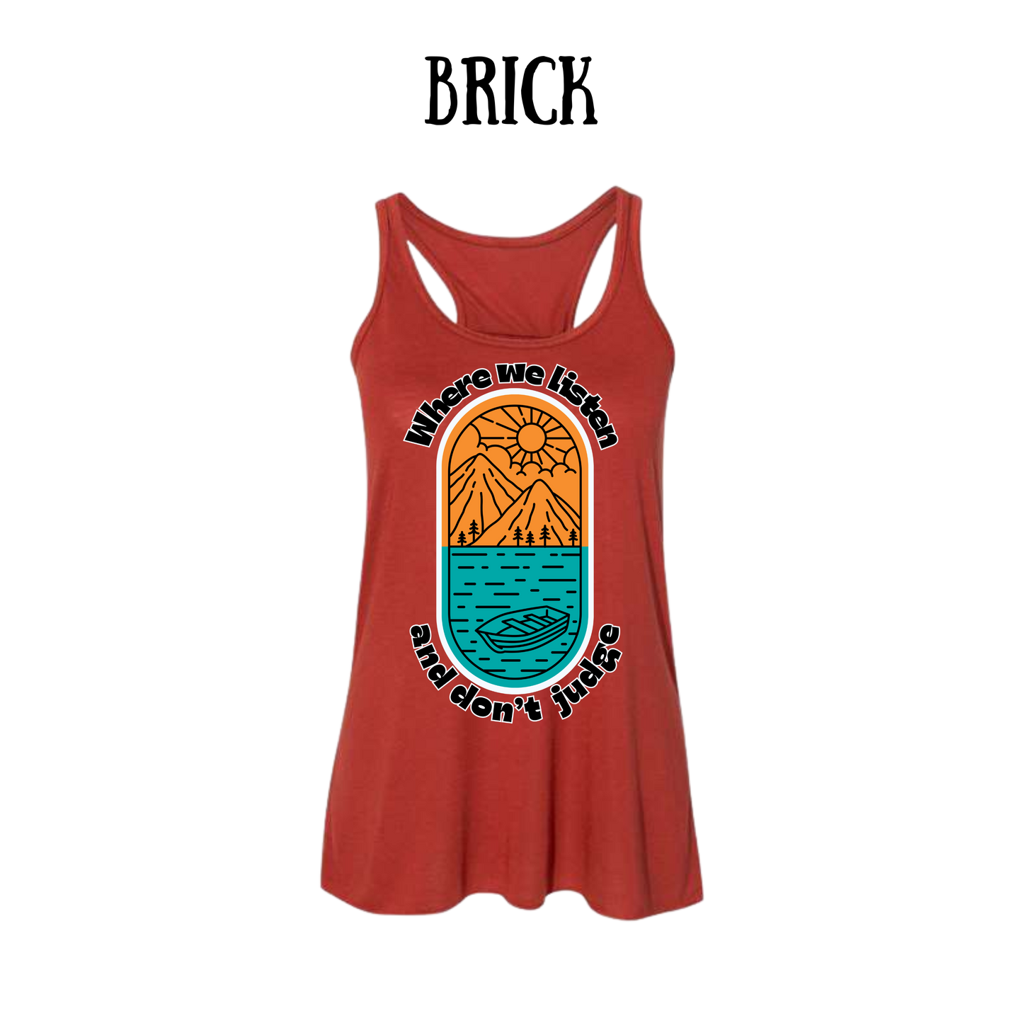 CP - Where We Listen and Don't Judge - Women's Flowy Racerback Tank