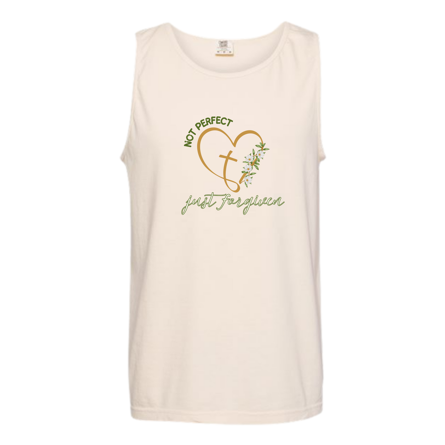 Not Perfect Just Forgiven - Comfort Colors - Unisex Tank - Neutral Colors & Blues