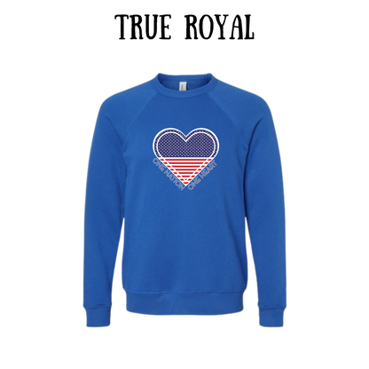 PP - One Nation One Heart - Sponge Fleece Raglan Sweatshirt - Blues, Purples