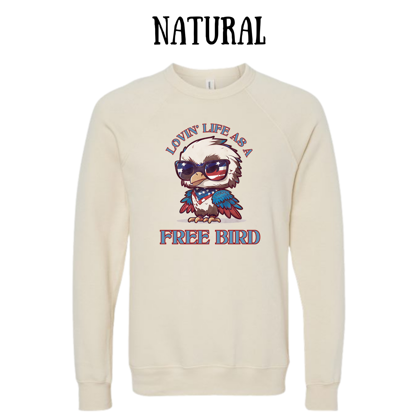 PP - Lovin' Life As A Free Bird - Sponge Fleece Raglan Sweatshirt - Greens, Neutrals