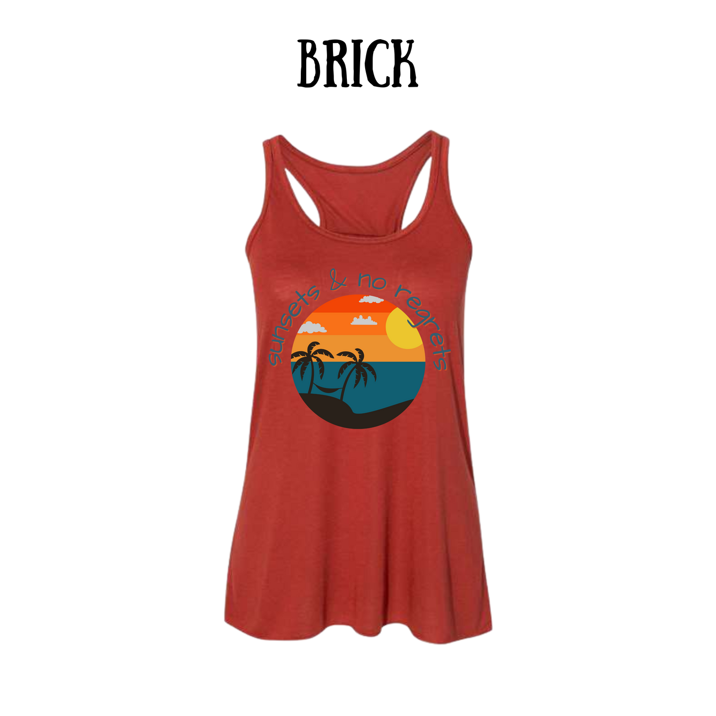 VP - Sunsets & No Regrets - Women's Flowy Racerback Tank