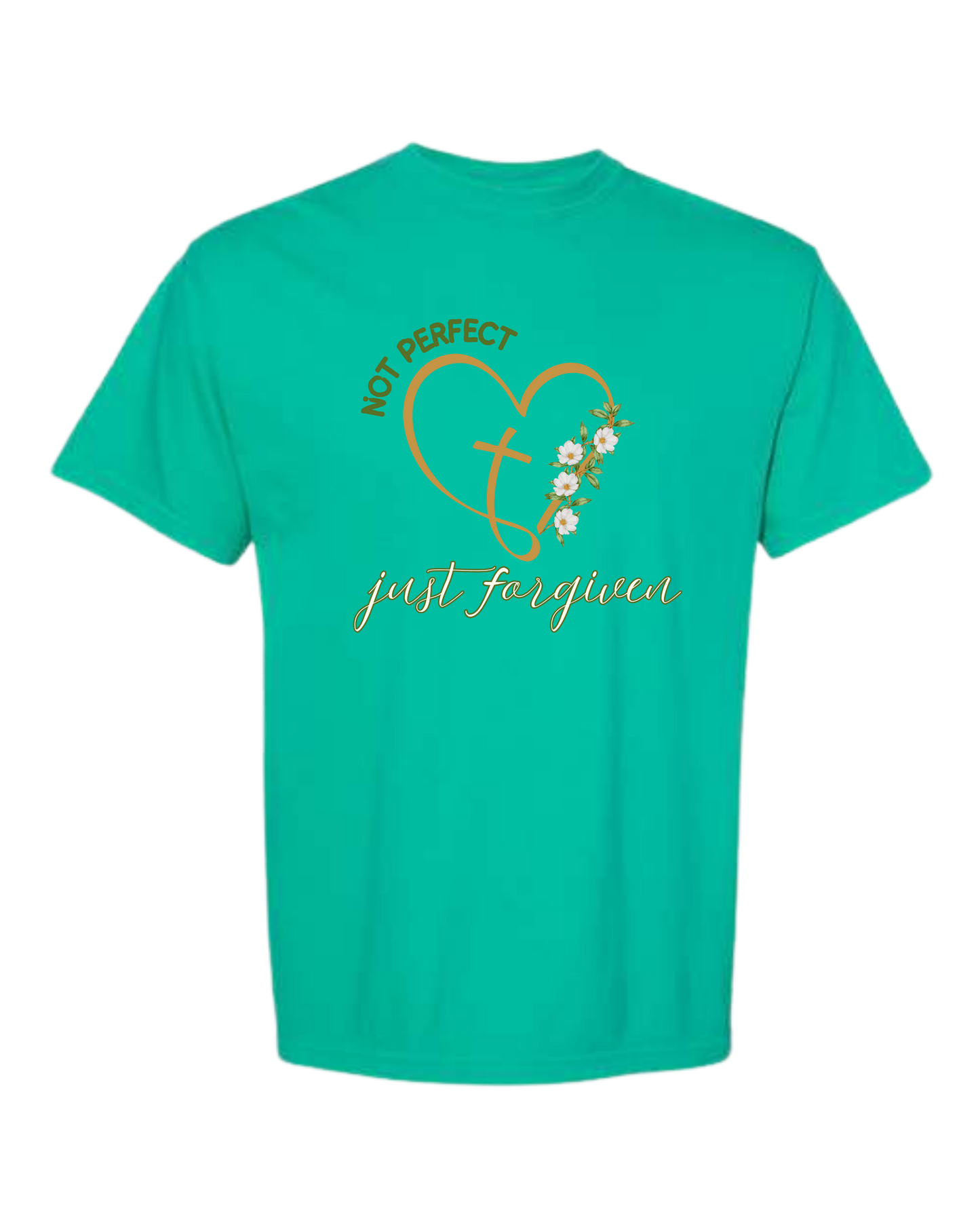 Not Perfect Just Forgiven - Comfort Colors - Heavyweight Unisex Tee - Greens