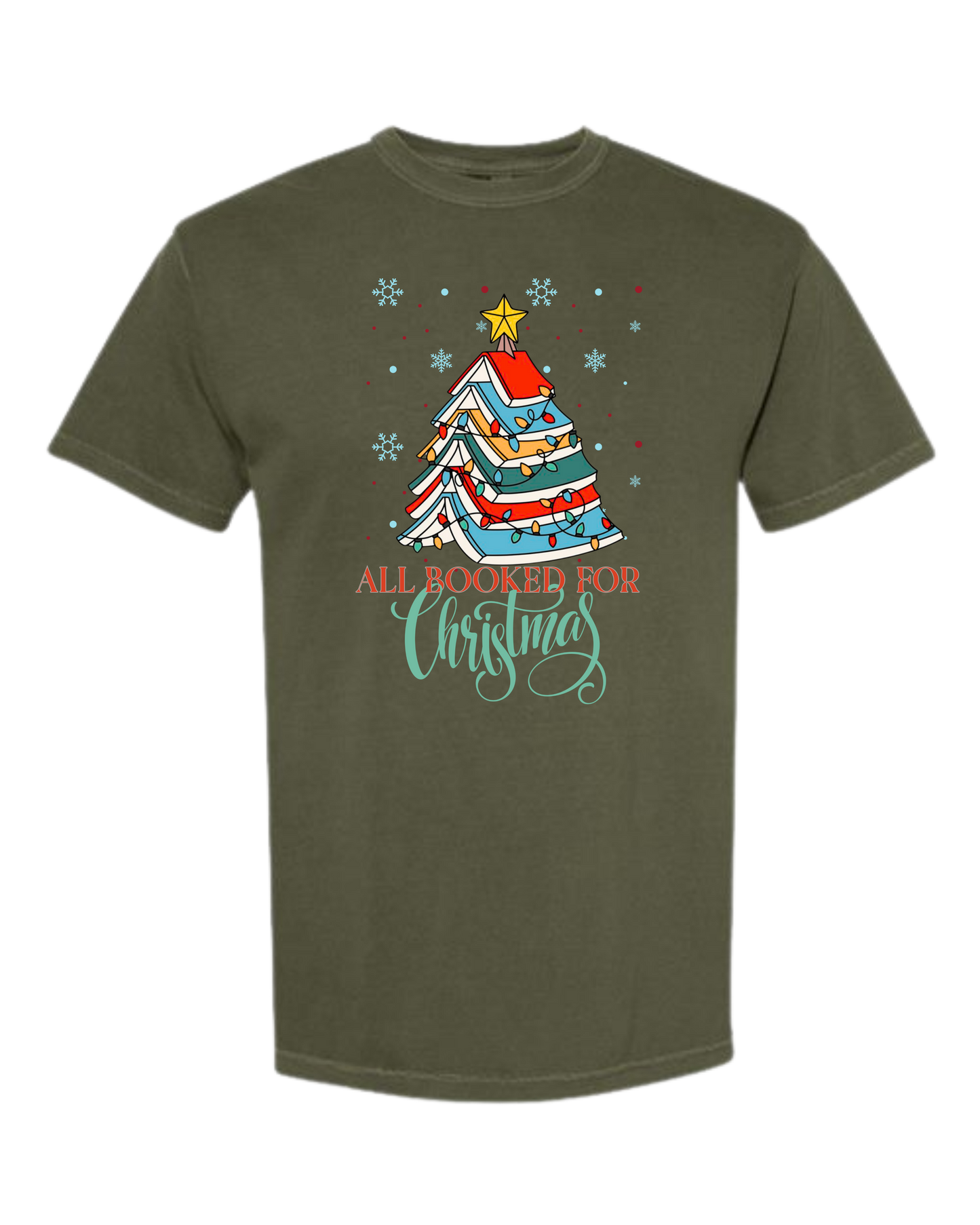 All Booked For Christmas - Comfort Colors - Heavyweight Unisex Tee - Greens