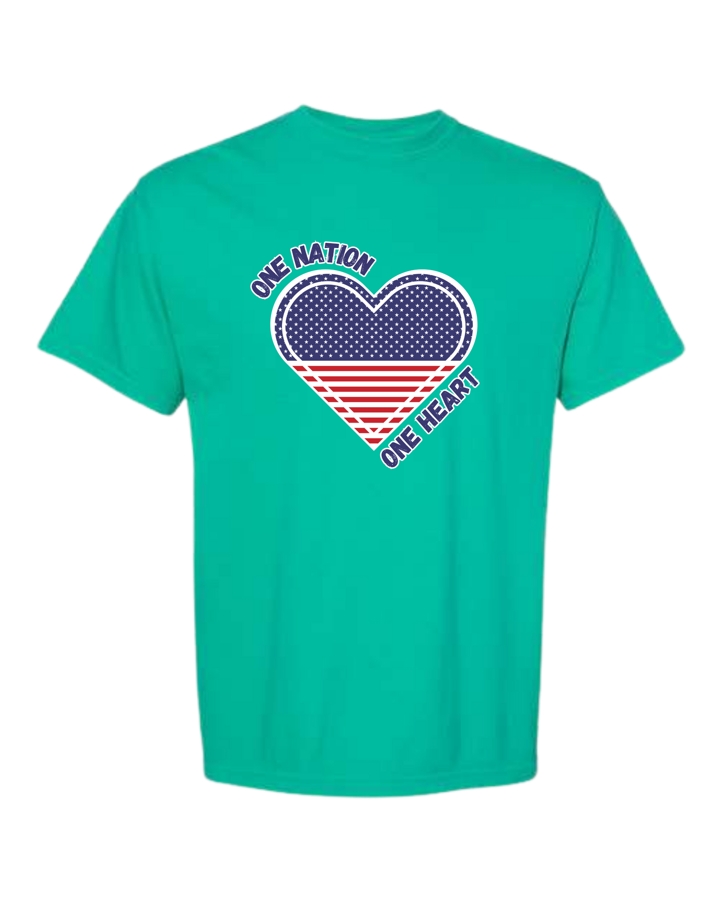 One Nation One Heart - Comfort Colors - Heavyweight Unisex Tee - Greens