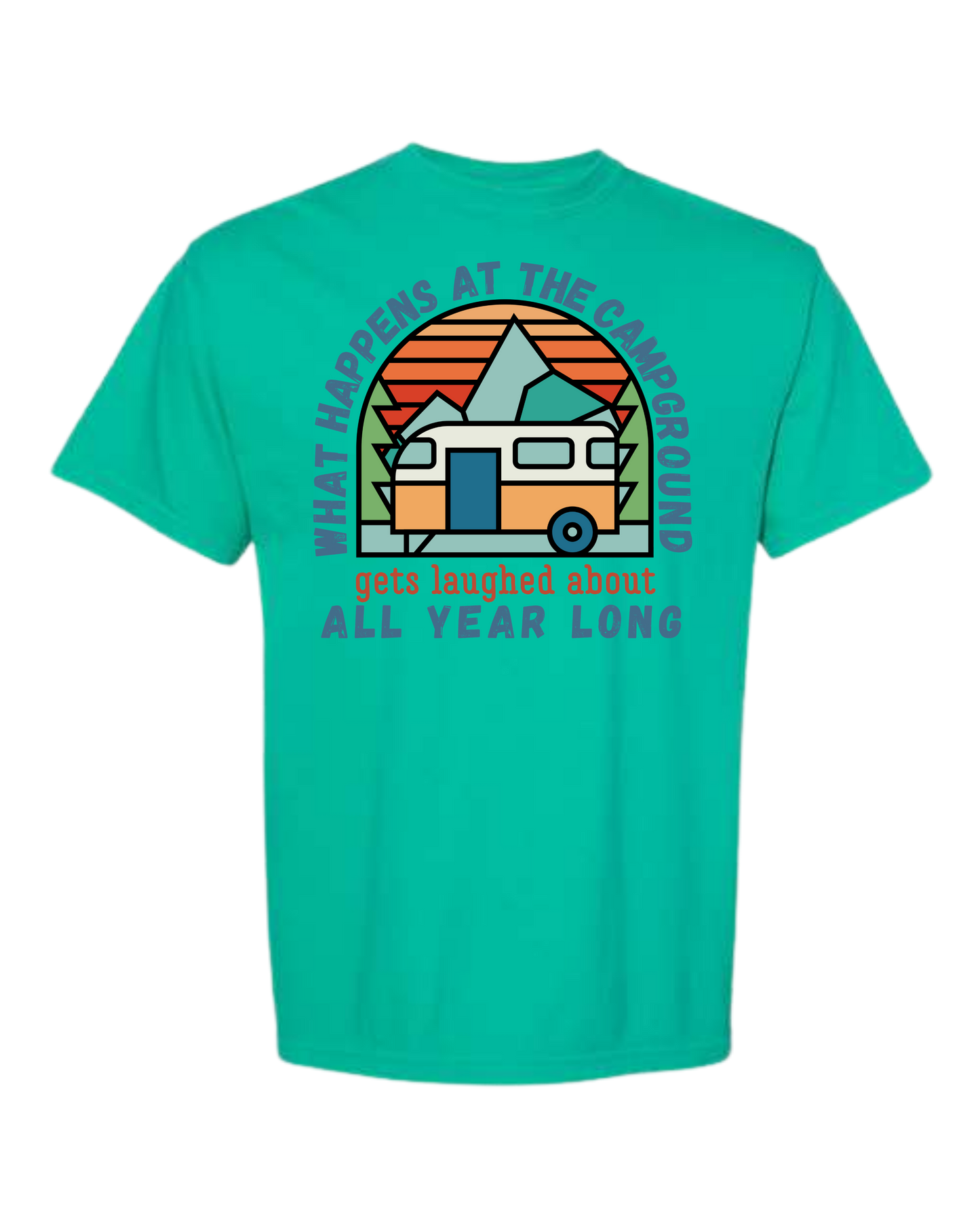What Happens At The Campground - Comfort Colors - Heavyweight Unisex Tee - Greens