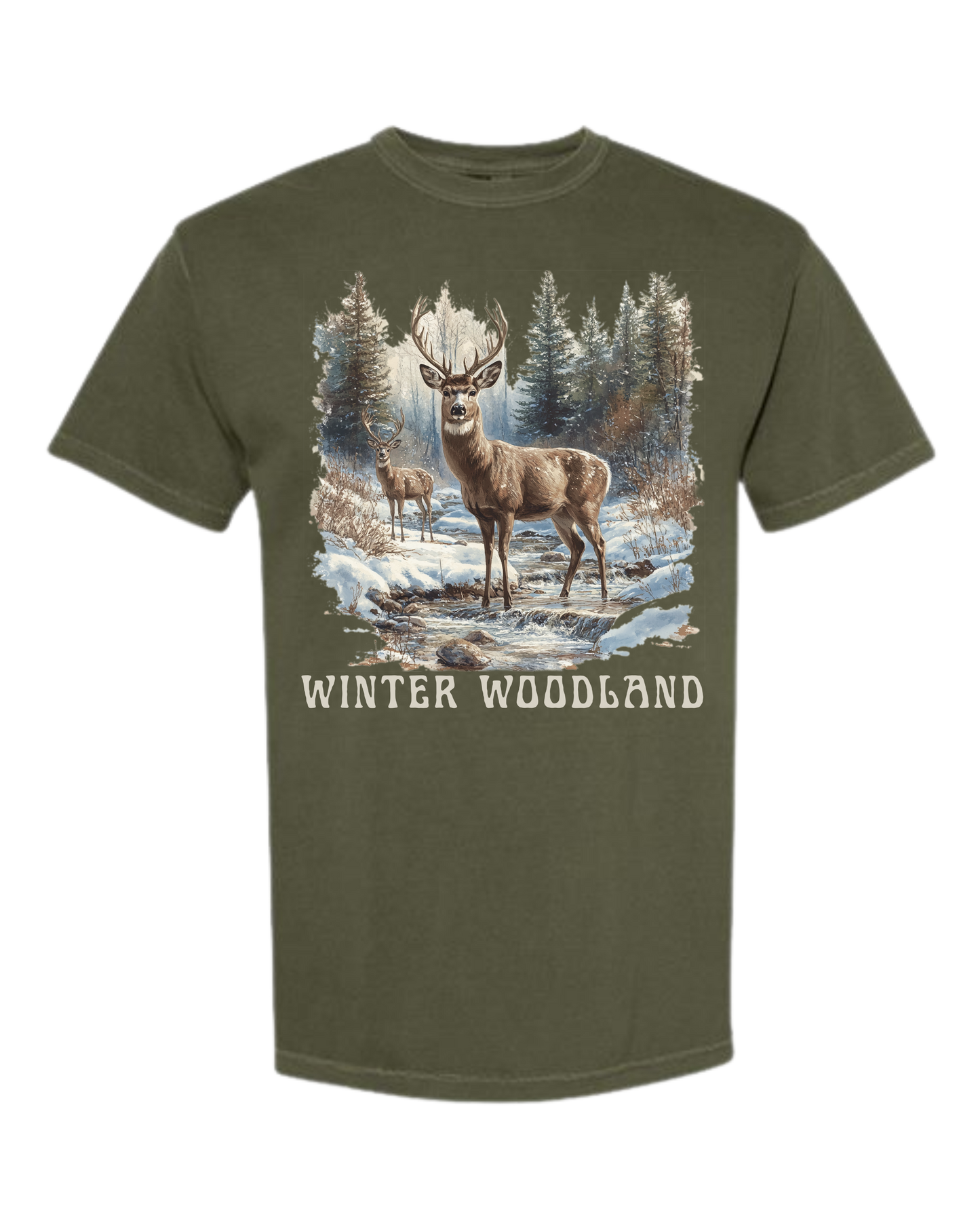 Winter Woodland - Comfort Colors - Heavyweight Unisex Tee - Greens