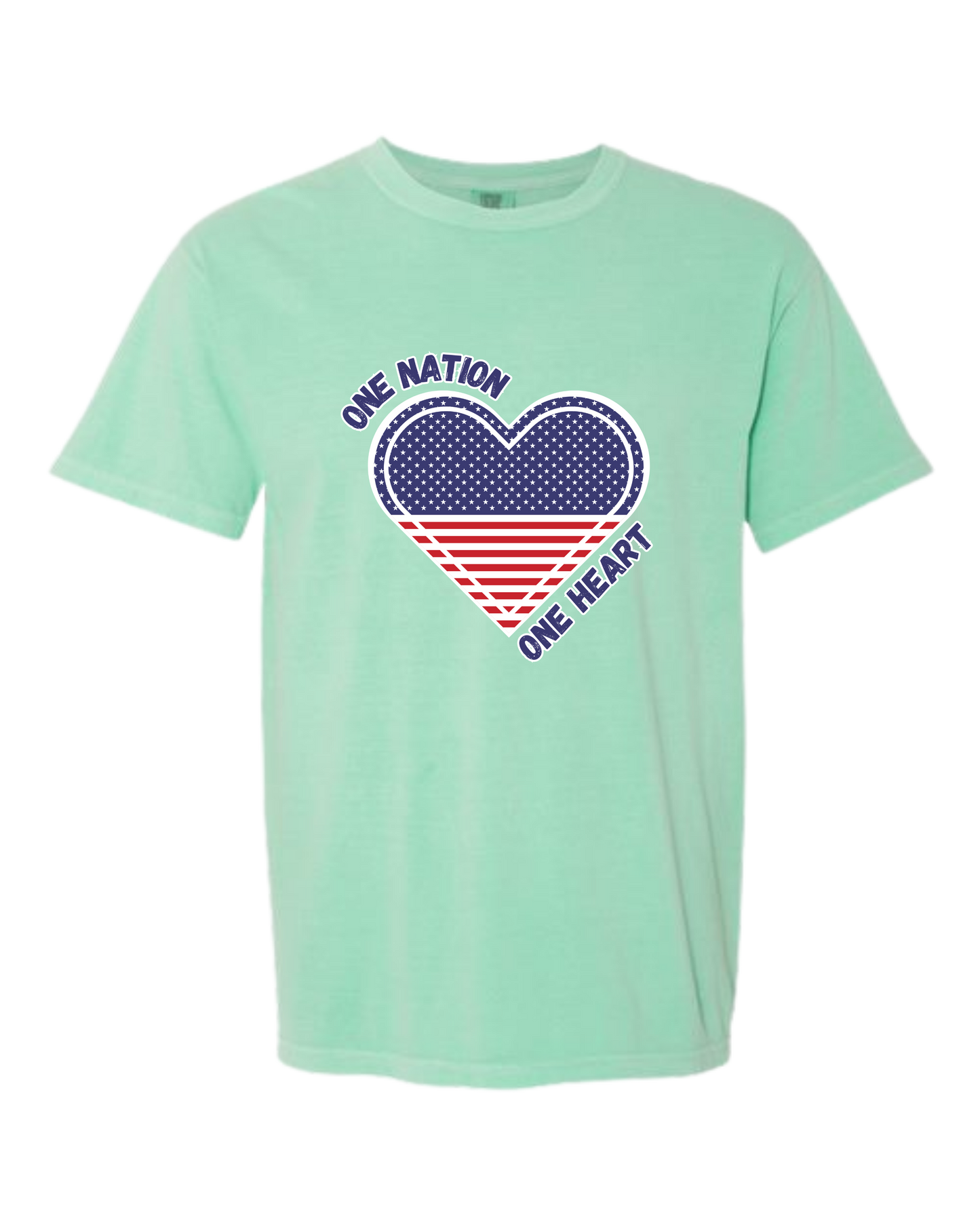 One Nation One Heart - Comfort Colors - Heavyweight Unisex Tee - Greens