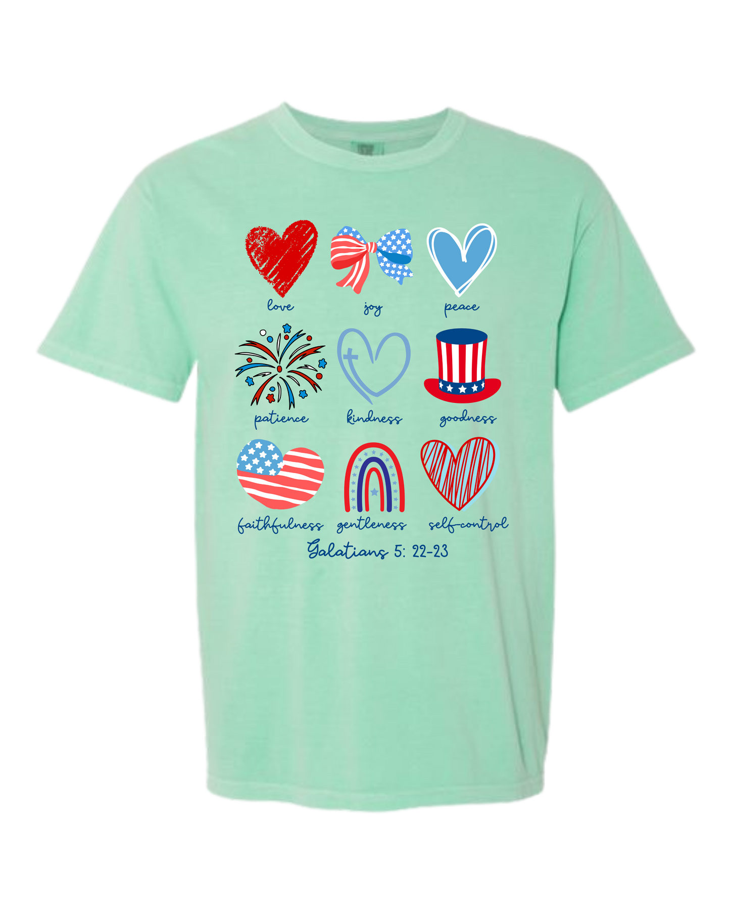 Galatians 5 - Patriotic - Comfort Colors - Heavyweight Unisex Tee - Greens