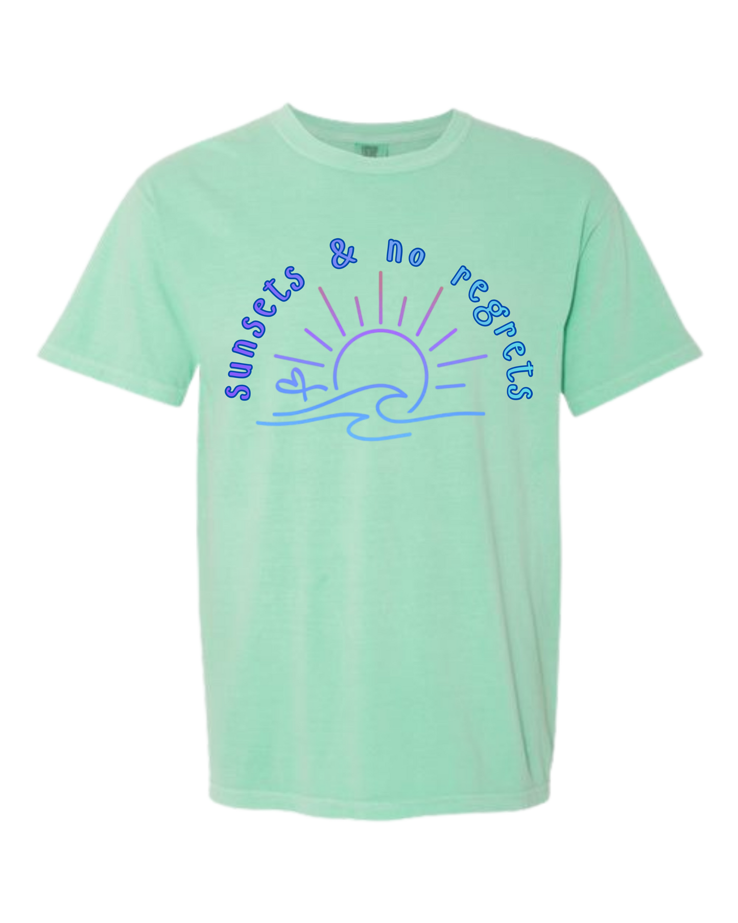 Sunsets & No Regrets - Comfort Colors - Heavyweight Unisex Tee - Greens