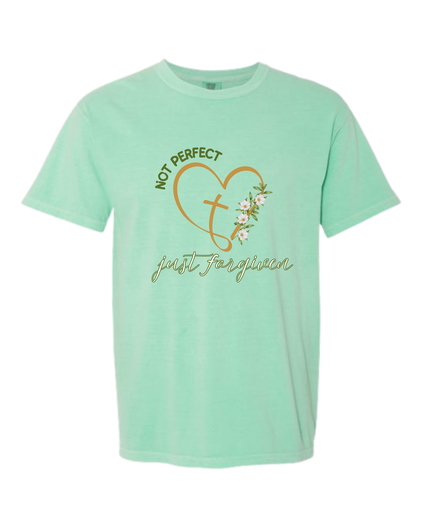 Not Perfect Just Forgiven - Comfort Colors - Heavyweight Unisex Tee - Greens