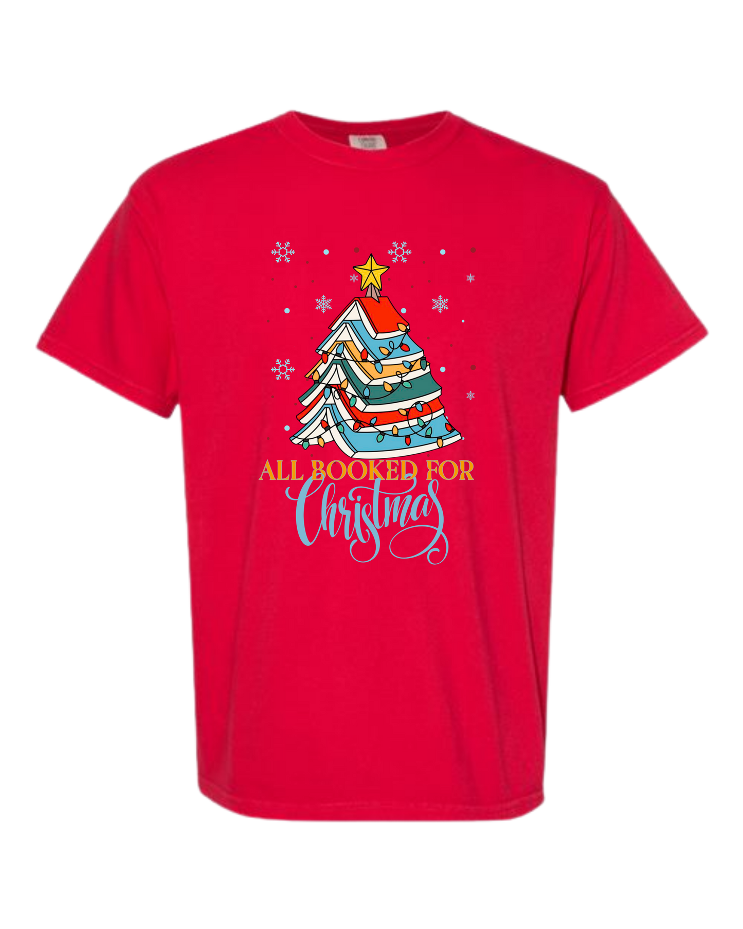 All Booked For Christmas - Comfort Colors - Heavyweight Unisex Tee - Reds