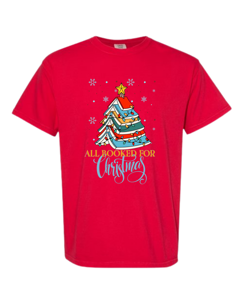 All Booked For Christmas - Comfort Colors - Heavyweight Unisex Tee - Reds
