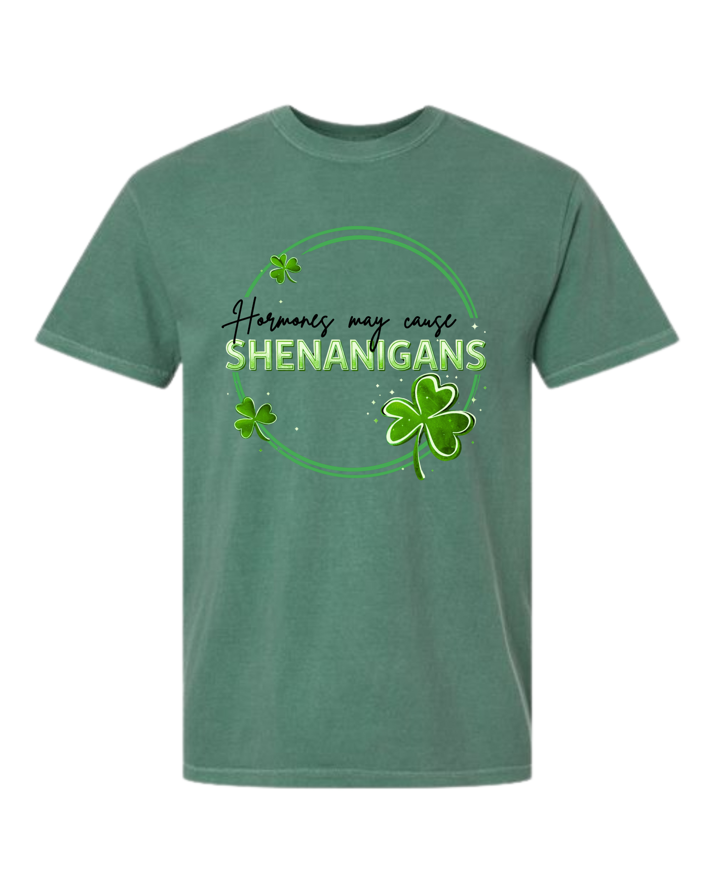 Hormones May Cause Shenanigans - Comfort Colors - Heavyweight Unisex Tee - Greens