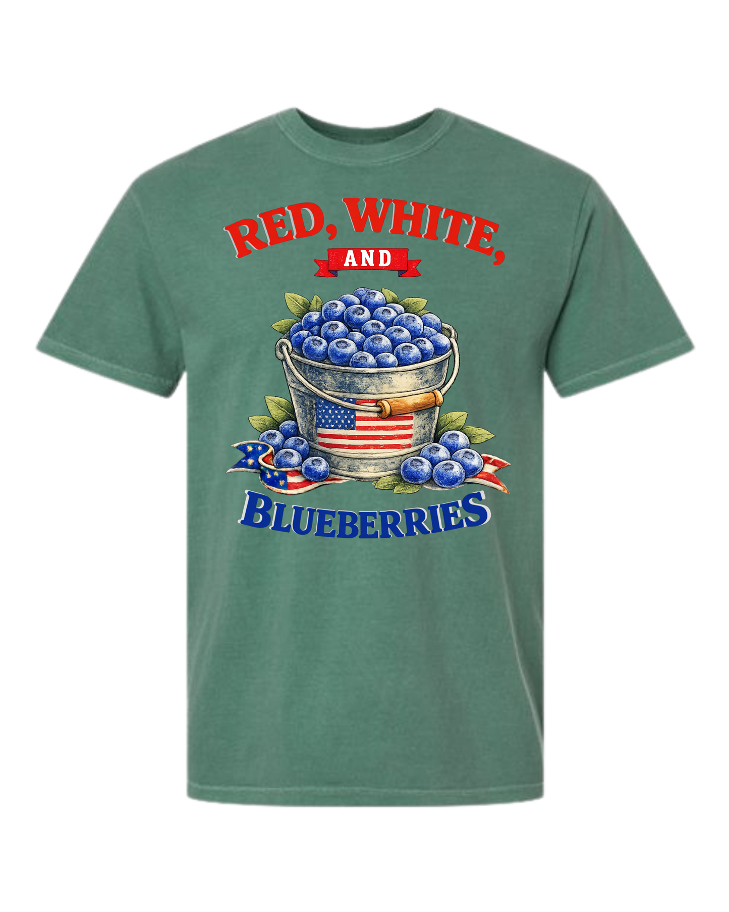 Red, White, And Blueberries - Comfort Colors - Heavyweight Unisex Tee - Greens