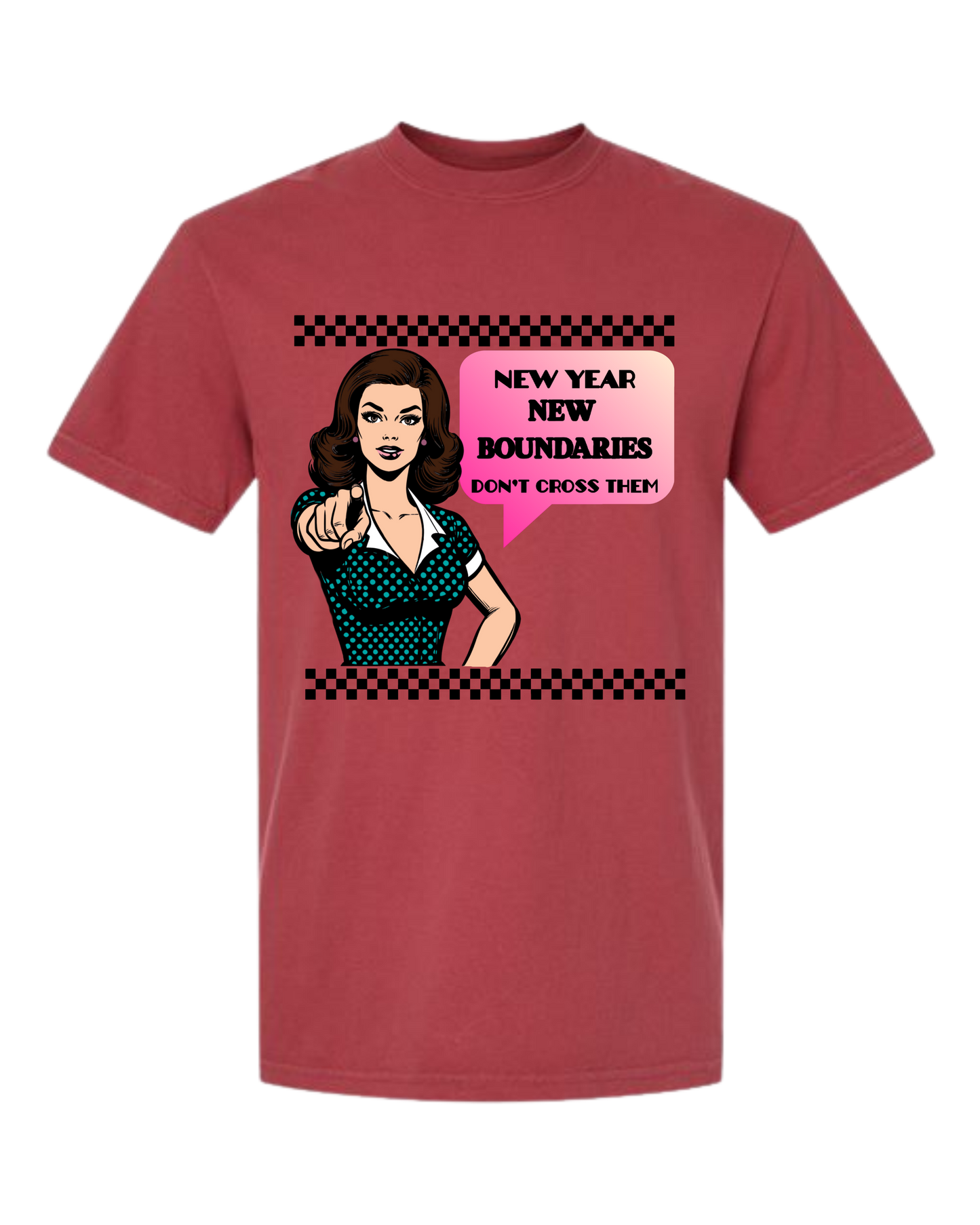 New Year New Boundaries - Comfort Colors - Heavyweight Unisex Tee - Yellows, Oranges, Reds