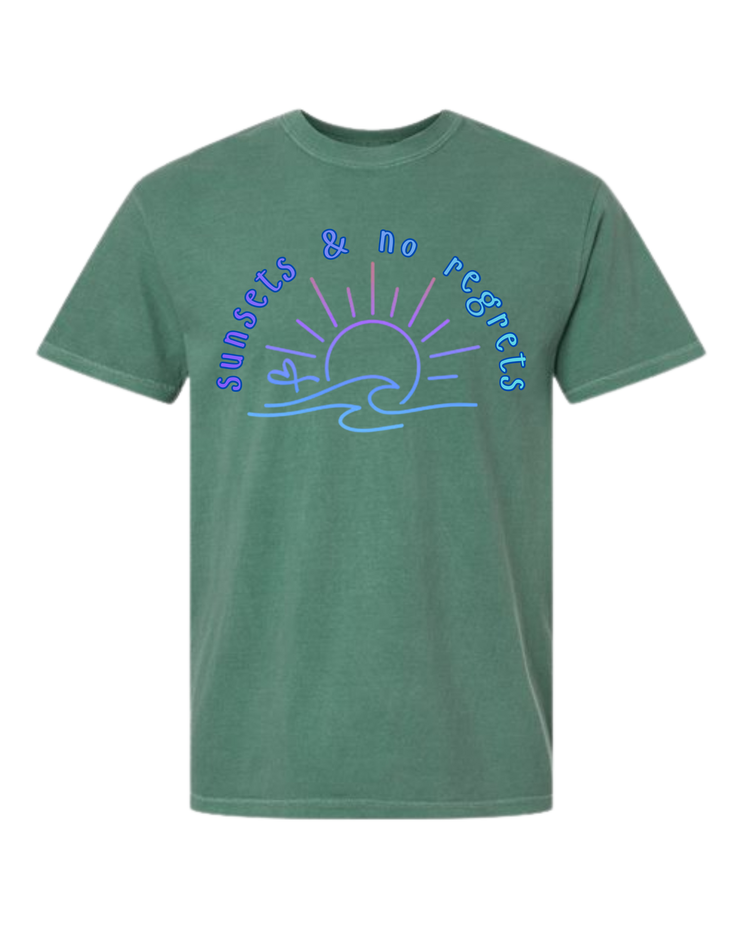 Sunsets & No Regrets - Comfort Colors - Heavyweight Unisex Tee - Greens