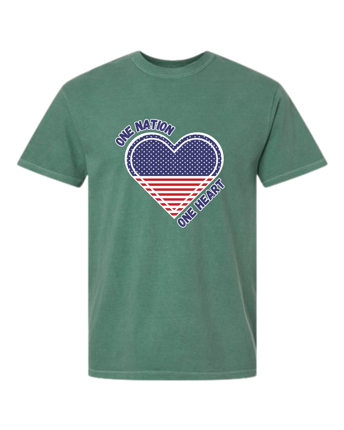 One Nation One Heart - Comfort Colors - Heavyweight Unisex Tee - Greens