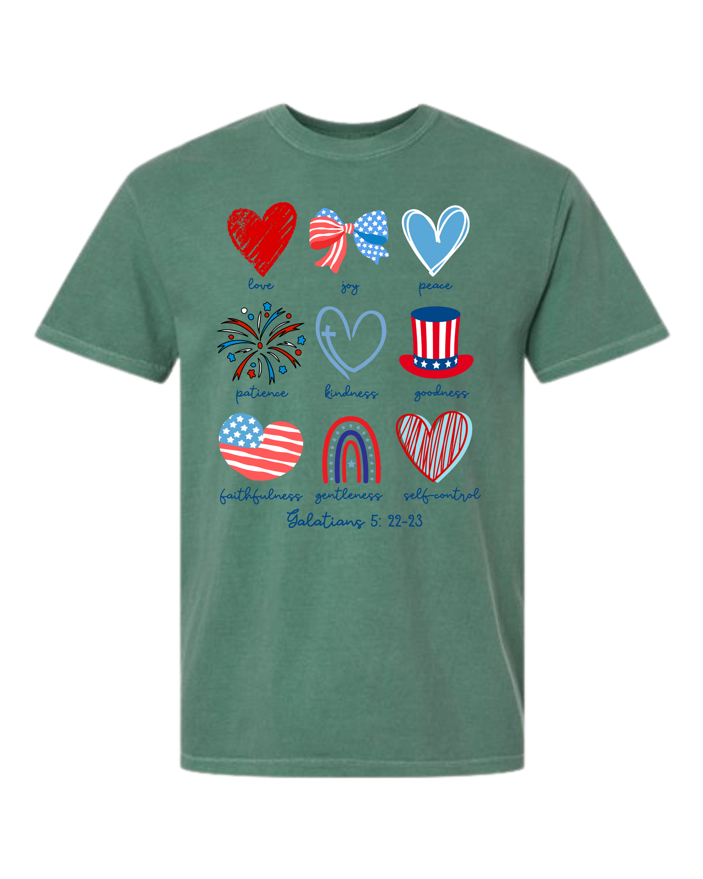 Galatians 5 - Patriotic - Comfort Colors - Heavyweight Unisex Tee - Greens
