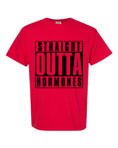 Straight Outta Hormones - Comfort Colors - Heavyweight Unisex Tee - Reds