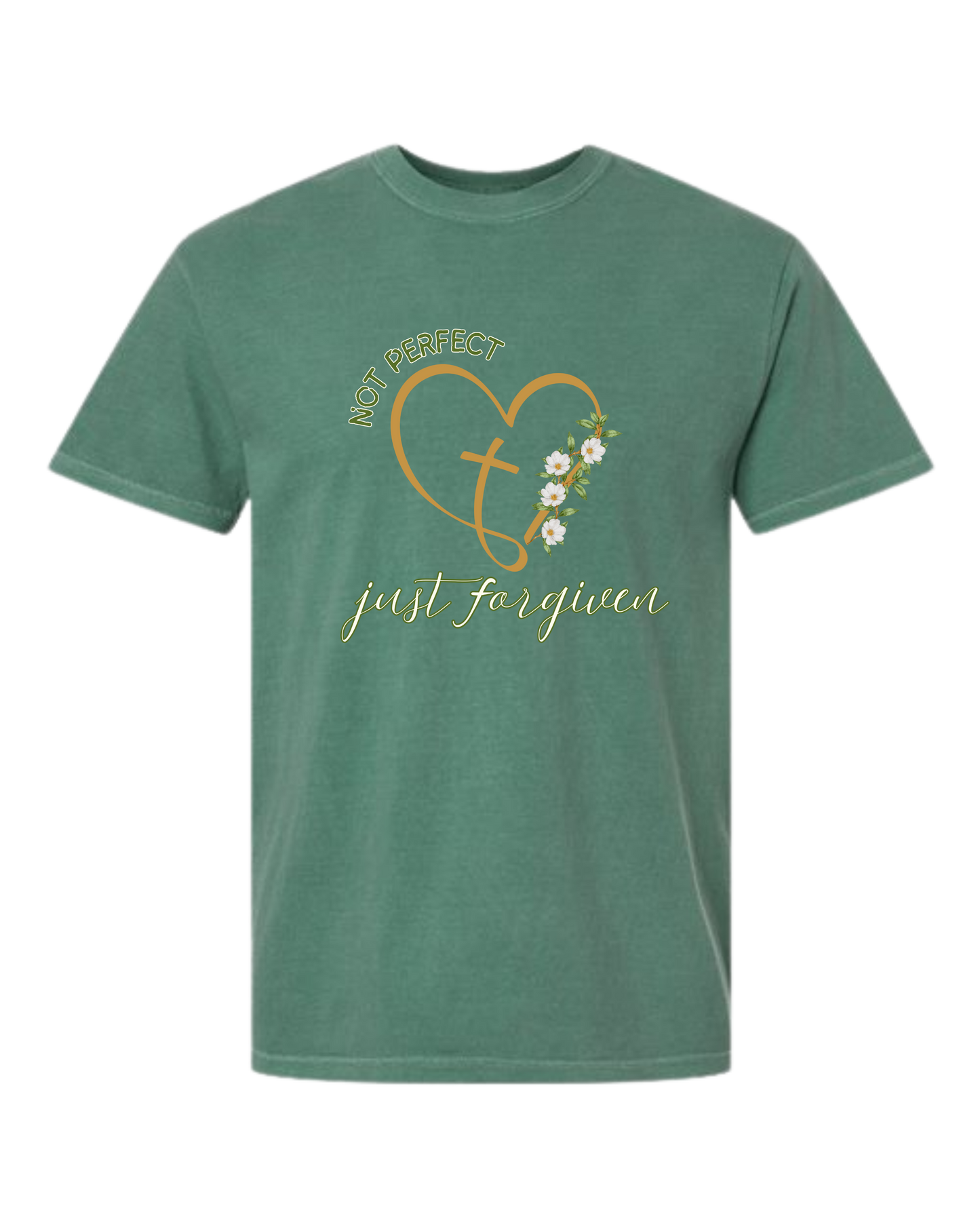 Not Perfect Just Forgiven - Comfort Colors - Heavyweight Unisex Tee - Greens