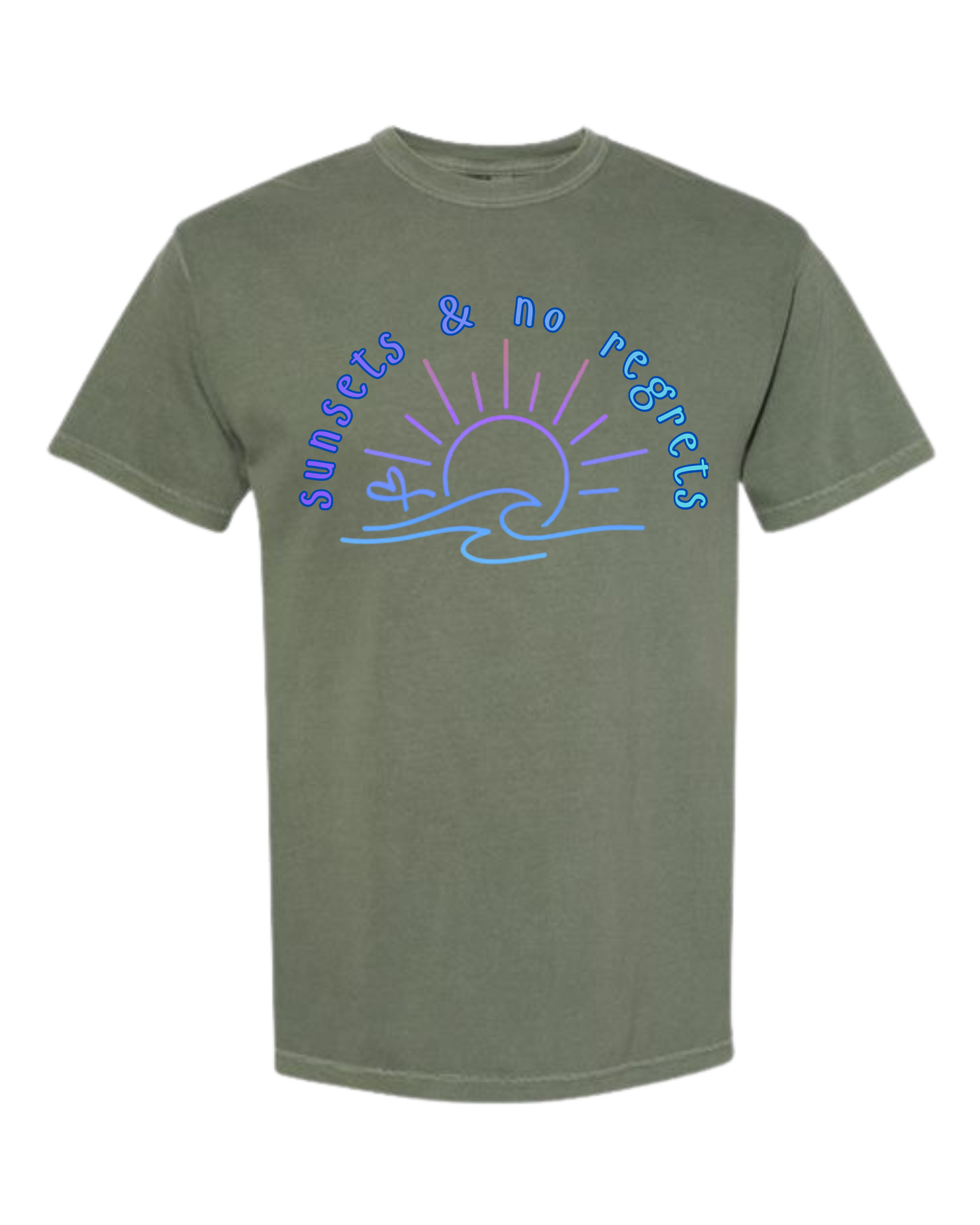 Sunsets & No Regrets - Comfort Colors - Heavyweight Unisex Tee - Greens