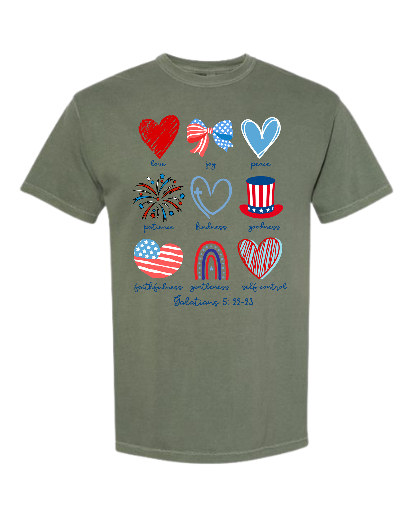 Galatians 5 - Patriotic - Comfort Colors - Heavyweight Unisex Tee - Greens