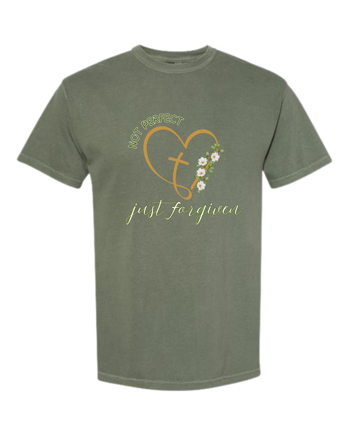 Not Perfect Just Forgiven - Comfort Colors - Heavyweight Unisex Tee - Greens