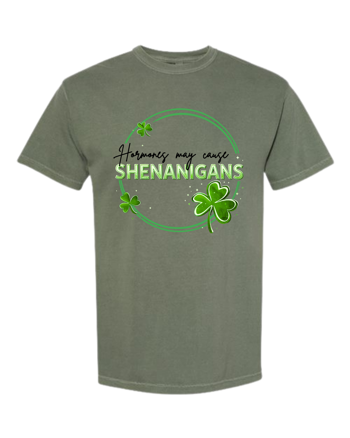 Hormones May Cause Shenanigans - Comfort Colors - Heavyweight Unisex Tee - Greens