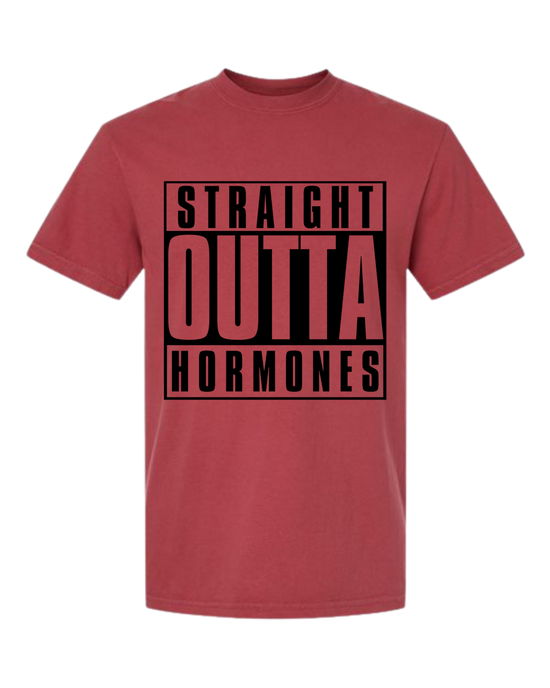Straight Outta Hormones - Comfort Colors - Heavyweight Unisex Tee - Reds
