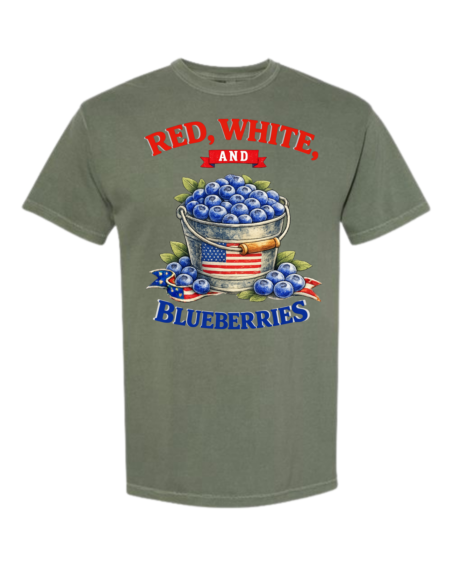 Red, White, And Blueberries - Comfort Colors - Heavyweight Unisex Tee - Greens