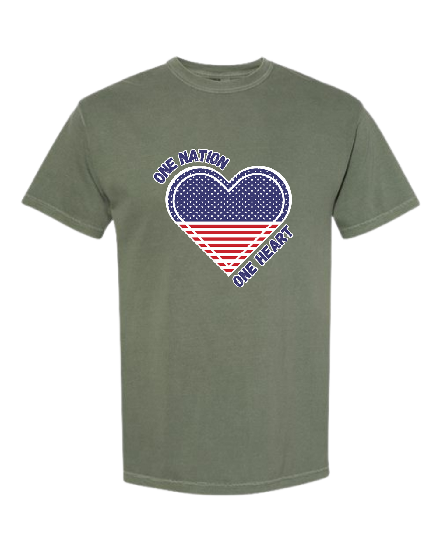 One Nation One Heart - Comfort Colors - Heavyweight Unisex Tee - Greens