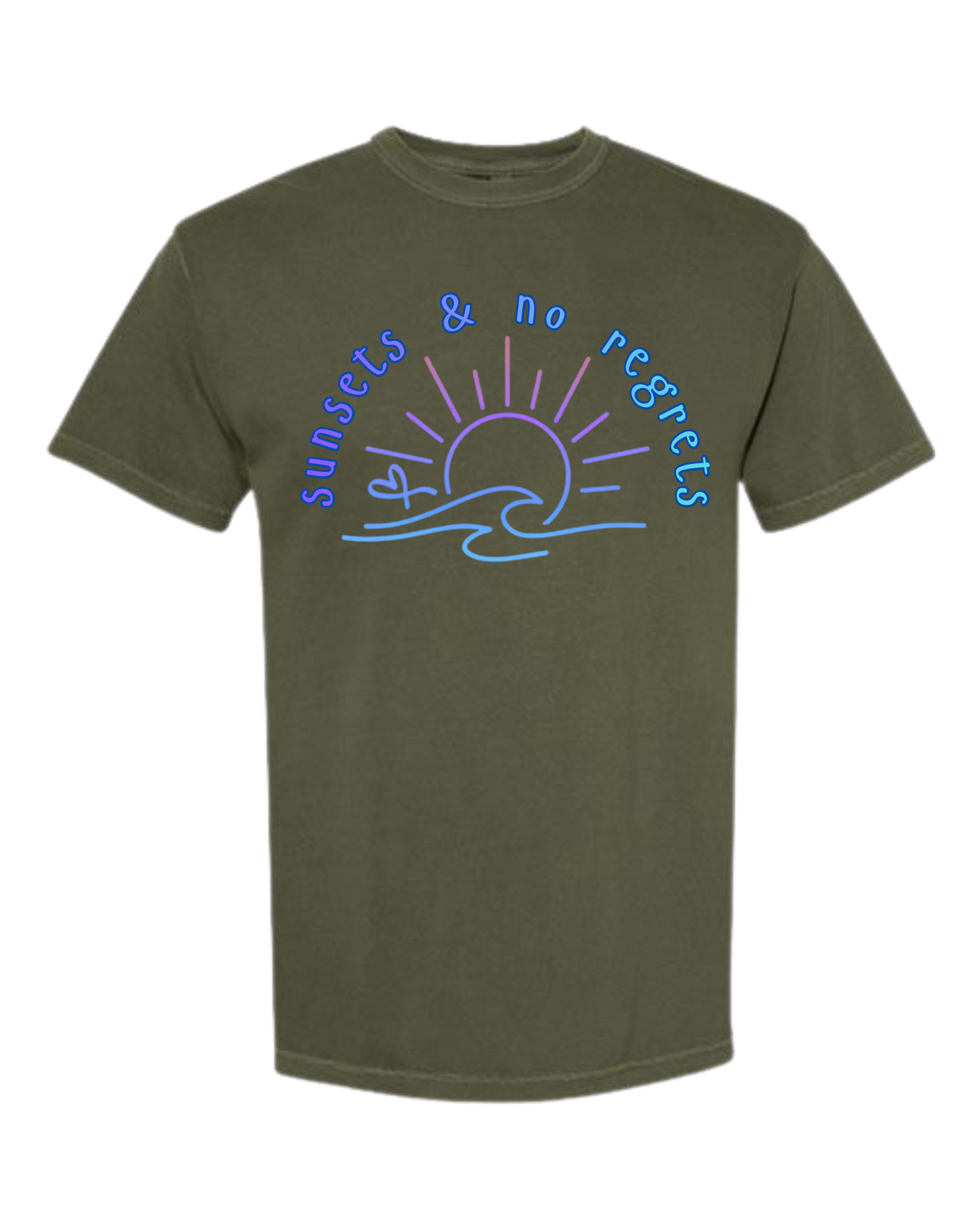 Sunsets & No Regrets - Comfort Colors - Heavyweight Unisex Tee - Greens