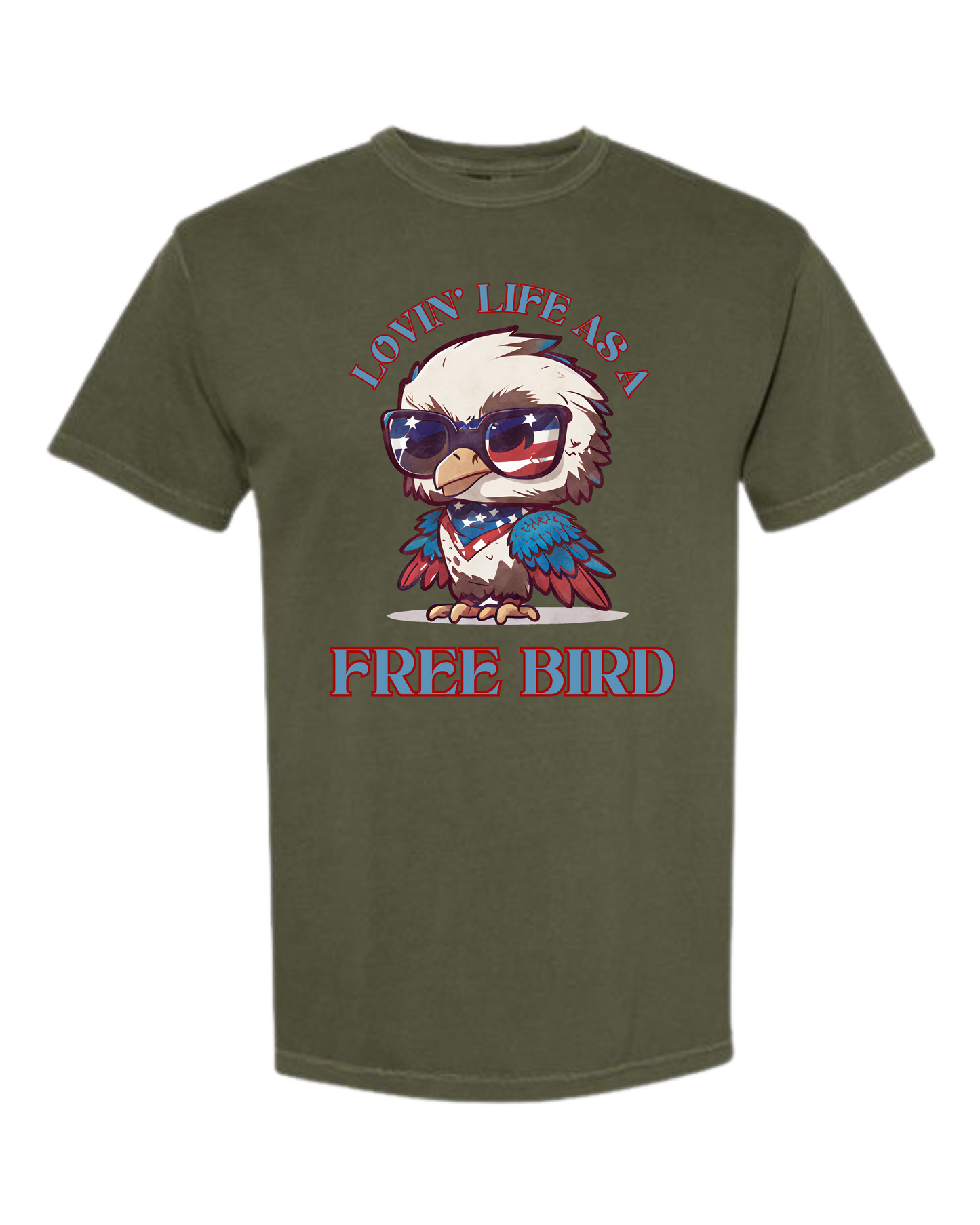 Lovin' Life as a Free Bird - Comfort Colors - Heavyweight Unisex Tee - Greens