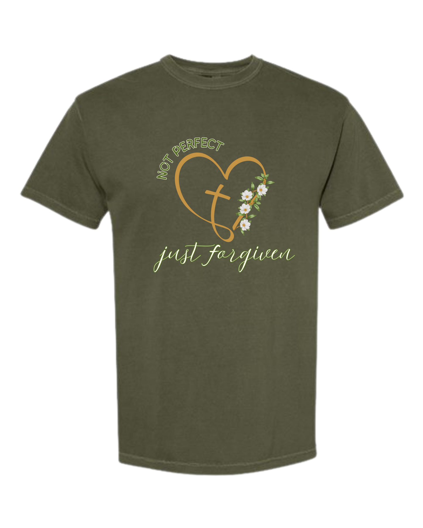Not Perfect Just Forgiven - Comfort Colors - Heavyweight Unisex Tee - Greens