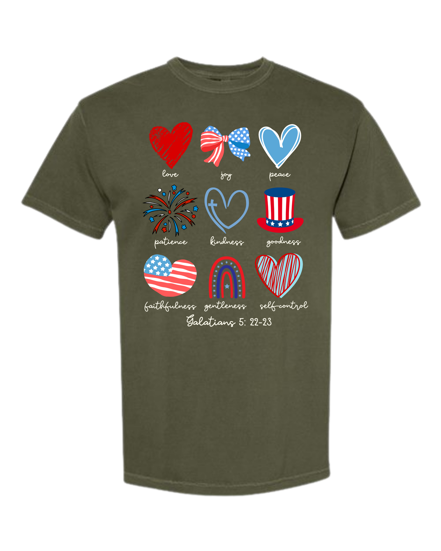 Galatians 5 - Patriotic - Comfort Colors - Heavyweight Unisex Tee - Greens