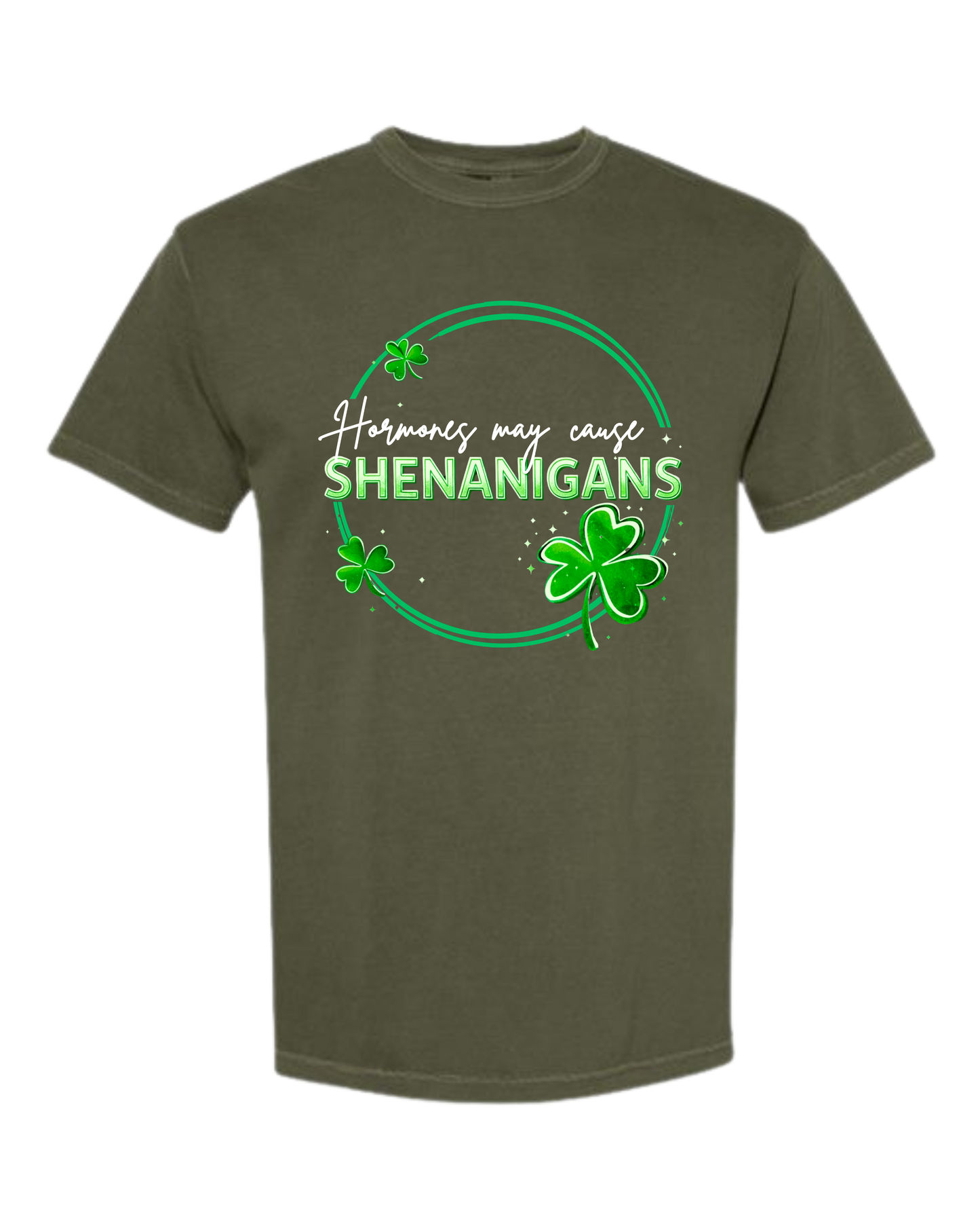 Hormones May Cause Shenanigans - Comfort Colors - Heavyweight Unisex Tee - Greens