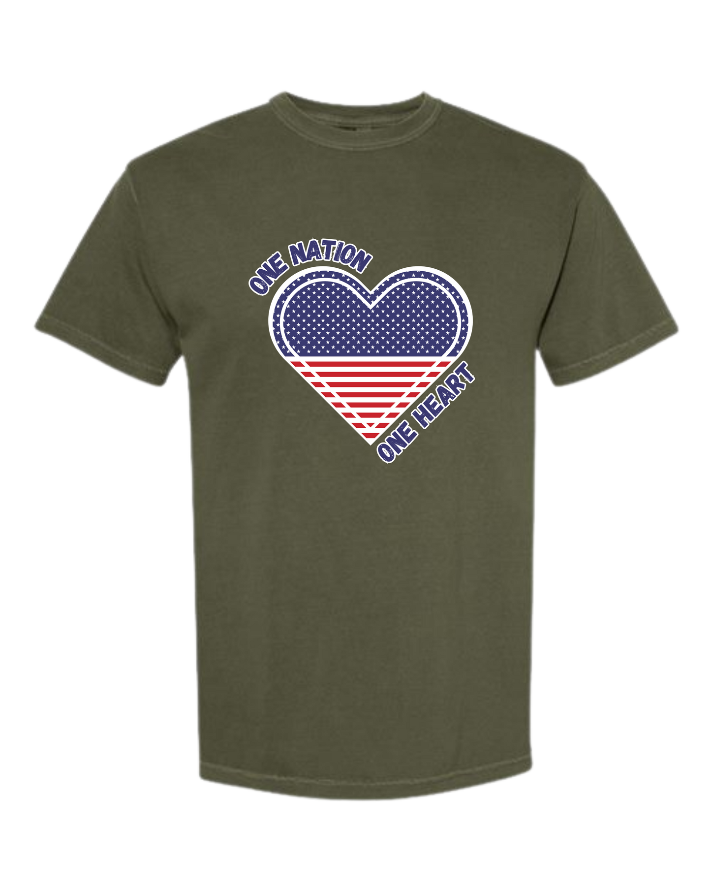 One Nation One Heart - Comfort Colors - Heavyweight Unisex Tee - Greens