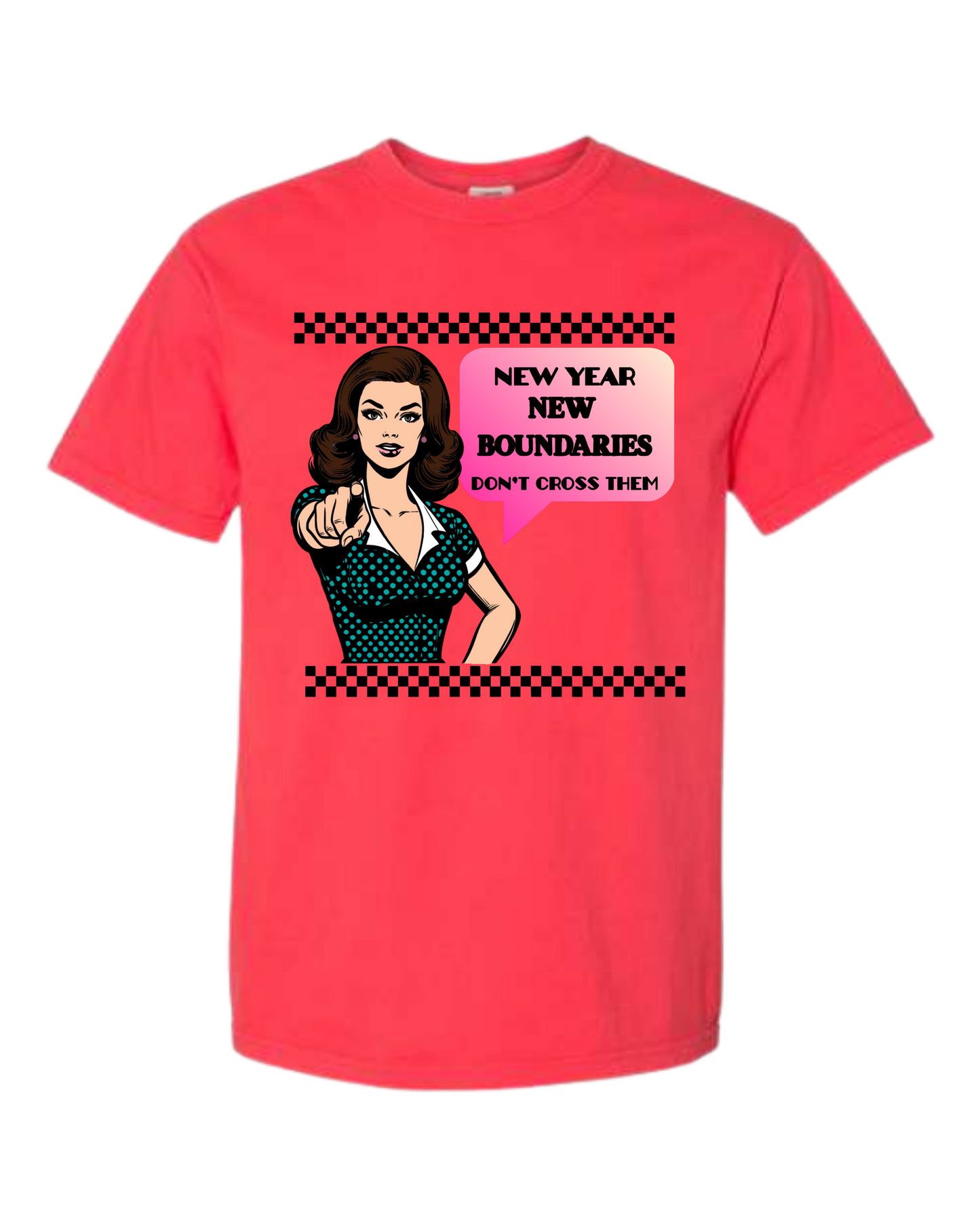 New Year New Boundaries - Comfort Colors - Heavyweight Unisex Tee - Yellows, Oranges, Reds