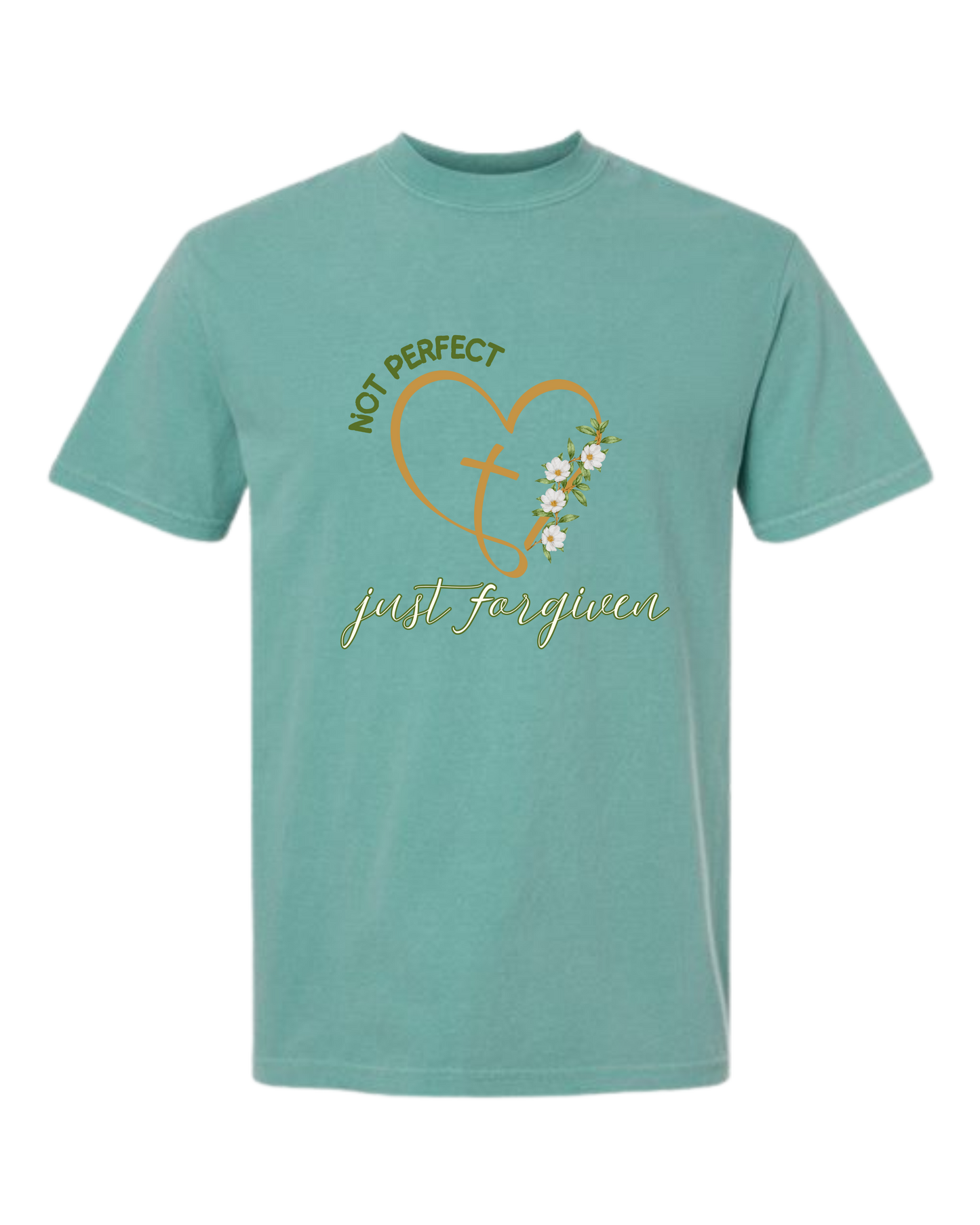 Not Perfect Just Forgiven - Comfort Colors - Heavyweight Unisex Tee - Greens