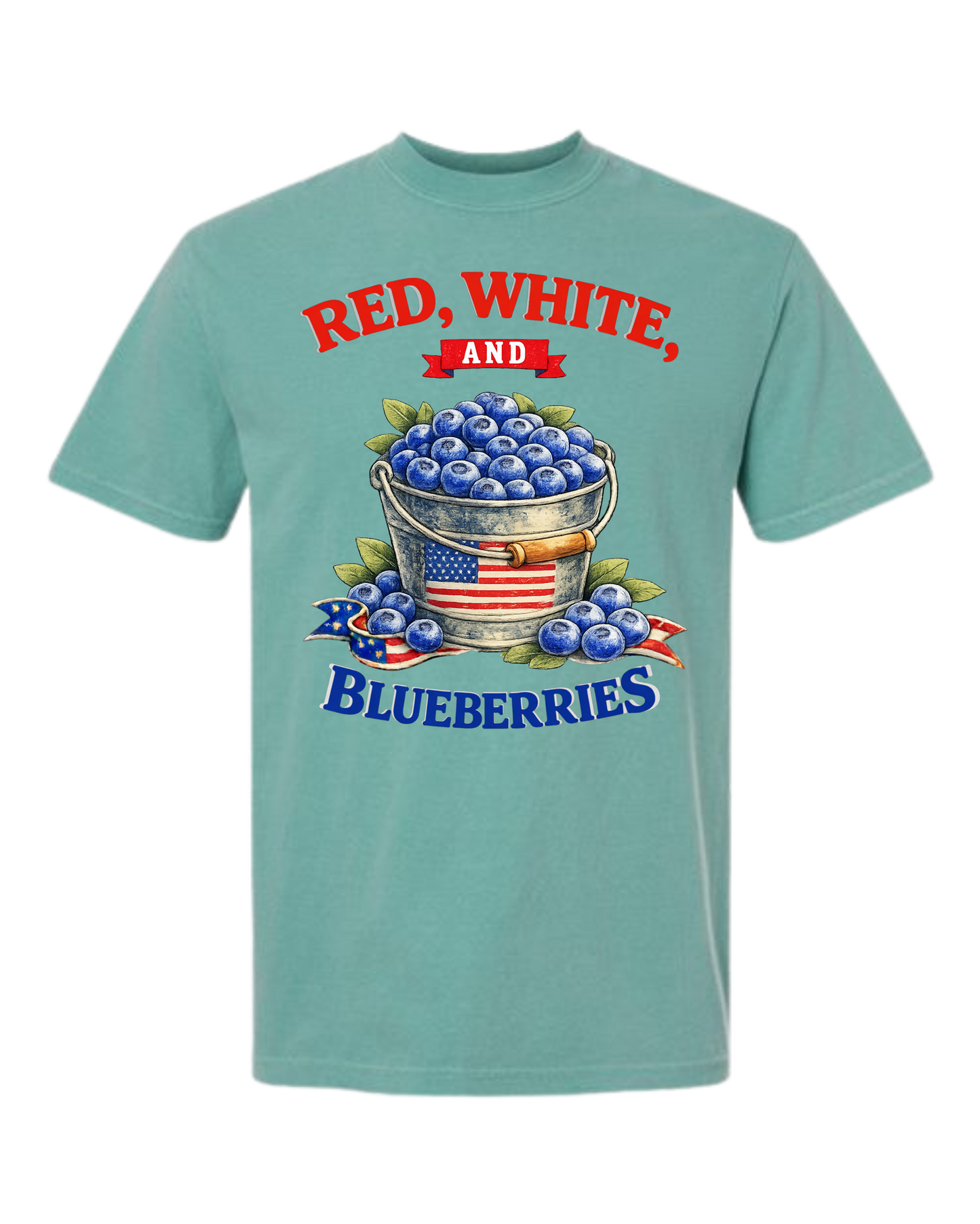 Red, White, And Blueberries - Comfort Colors - Heavyweight Unisex Tee - Greens