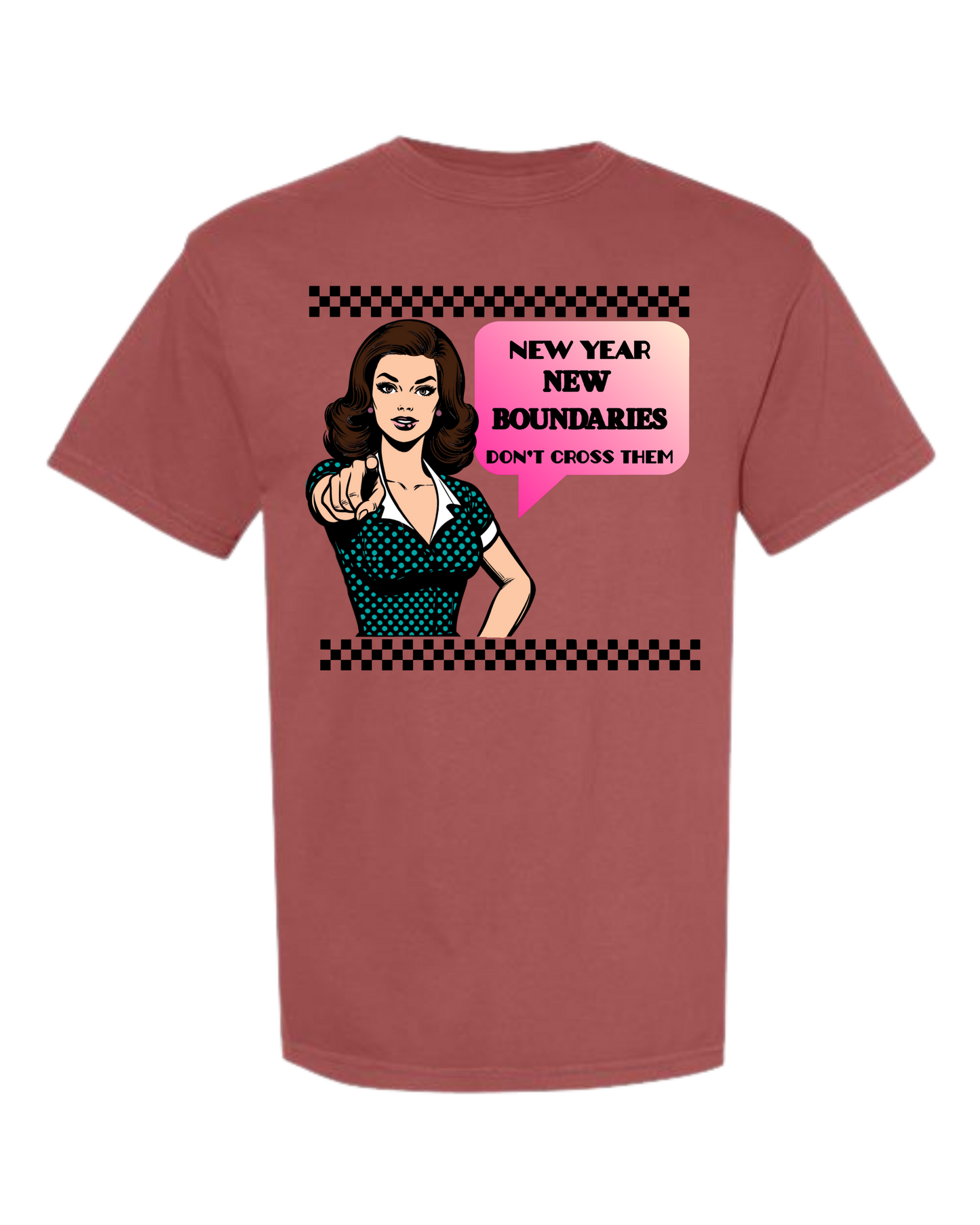 New Year New Boundaries - Comfort Colors - Heavyweight Unisex Tee - Yellows, Oranges, Reds