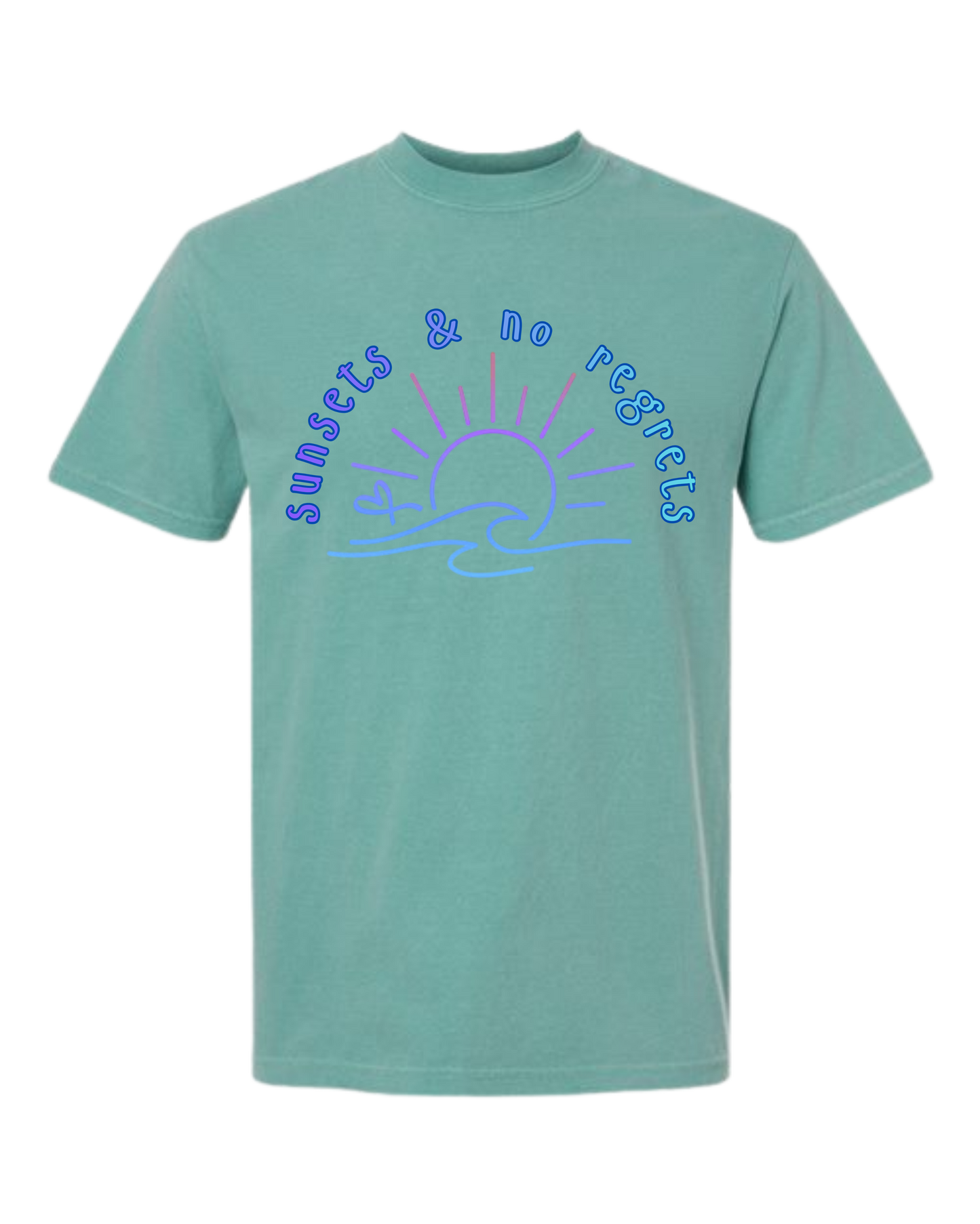 Sunsets & No Regrets - Comfort Colors - Heavyweight Unisex Tee - Greens