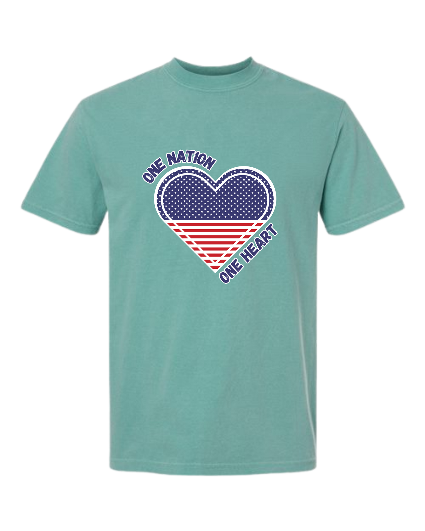 One Nation One Heart - Comfort Colors - Heavyweight Unisex Tee - Greens