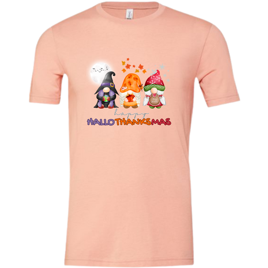 Happy HalloThanksMas Gnomes - Unisex Tee - Oranges