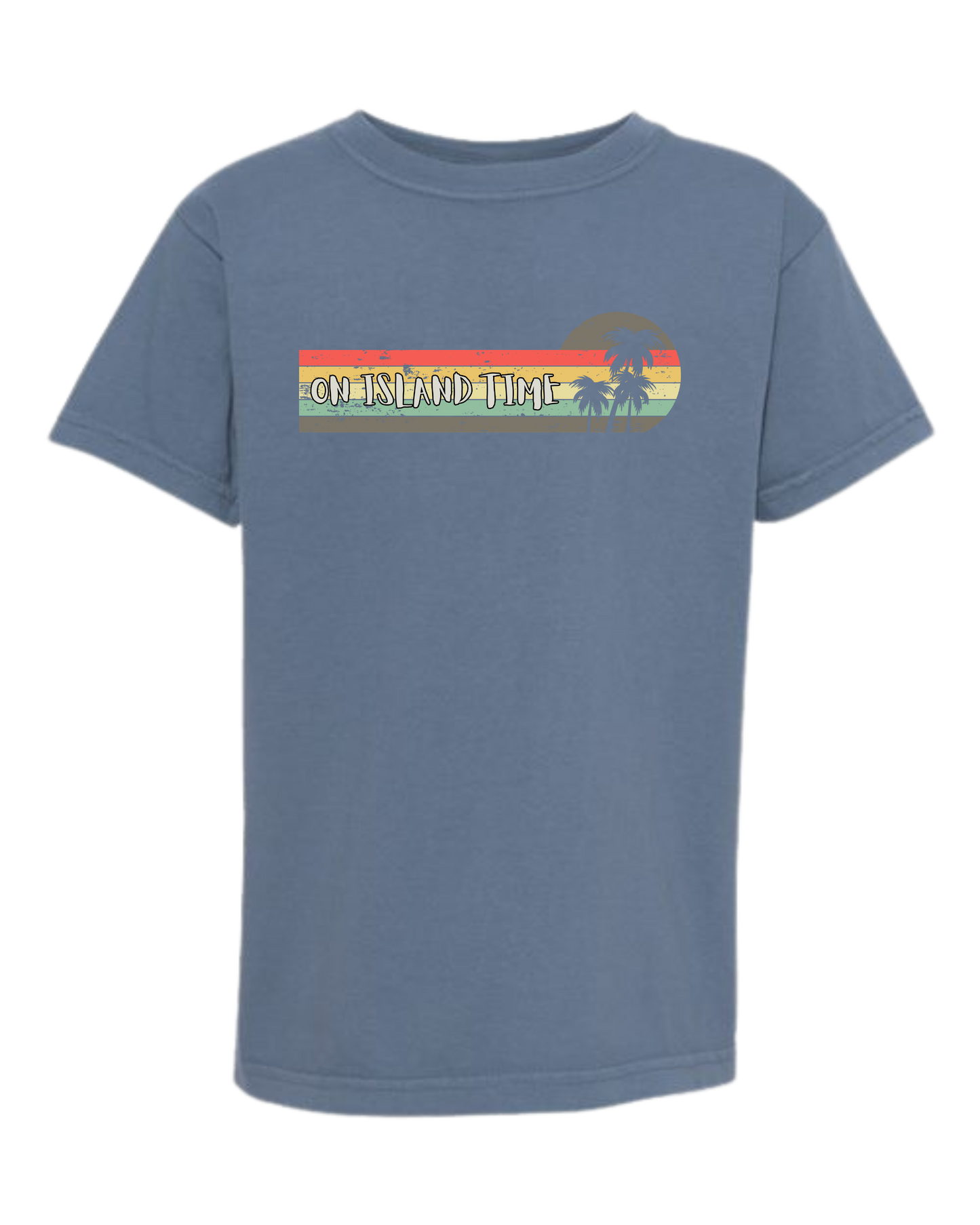 On Island Time - Comfort Colors - Heavyweight Youth Tee - Neutral Colors & Blues