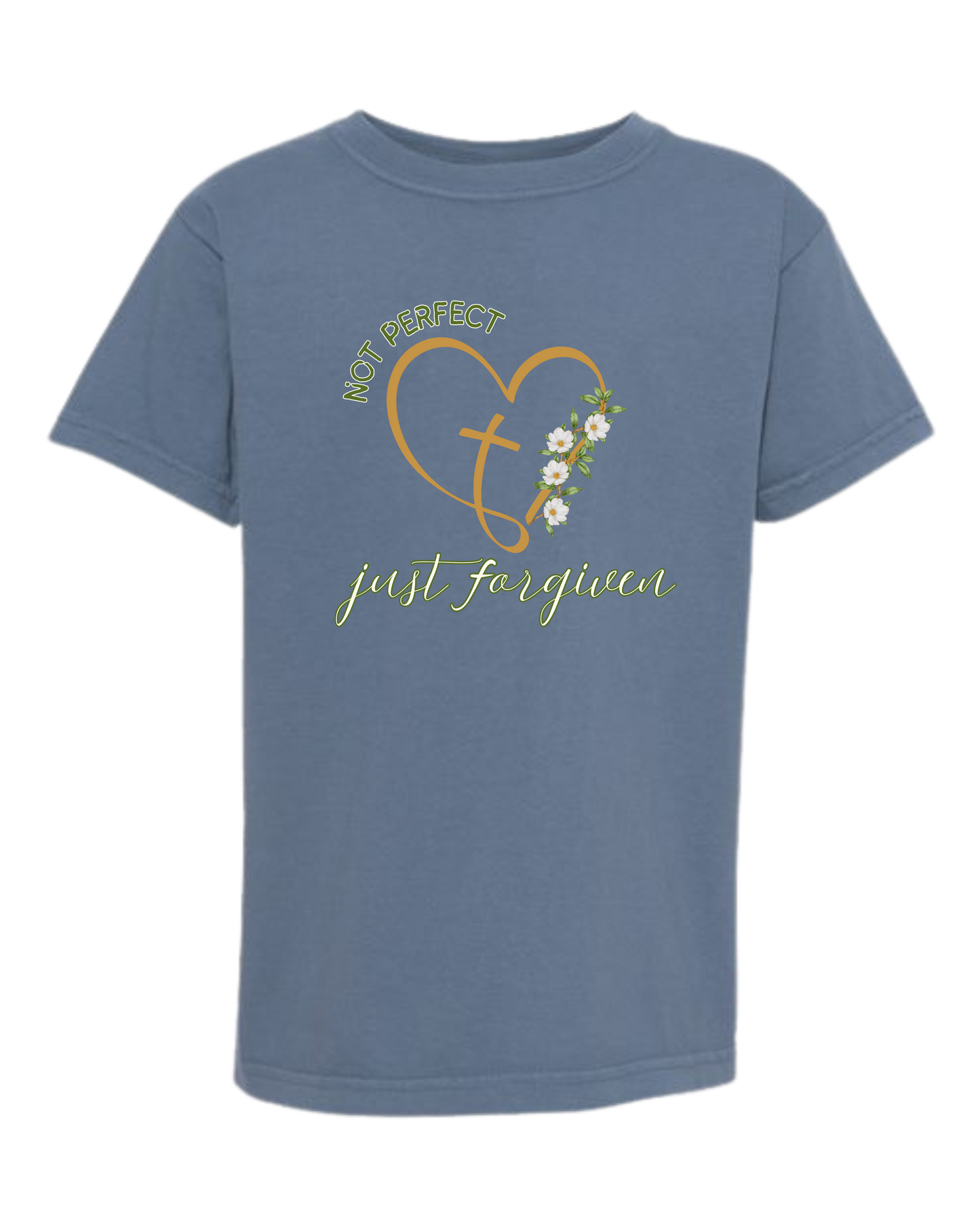 Not Perfect Just Forgiven - Comfort Colors - Heavyweight Youth Tee - Neutral Colors & Blues