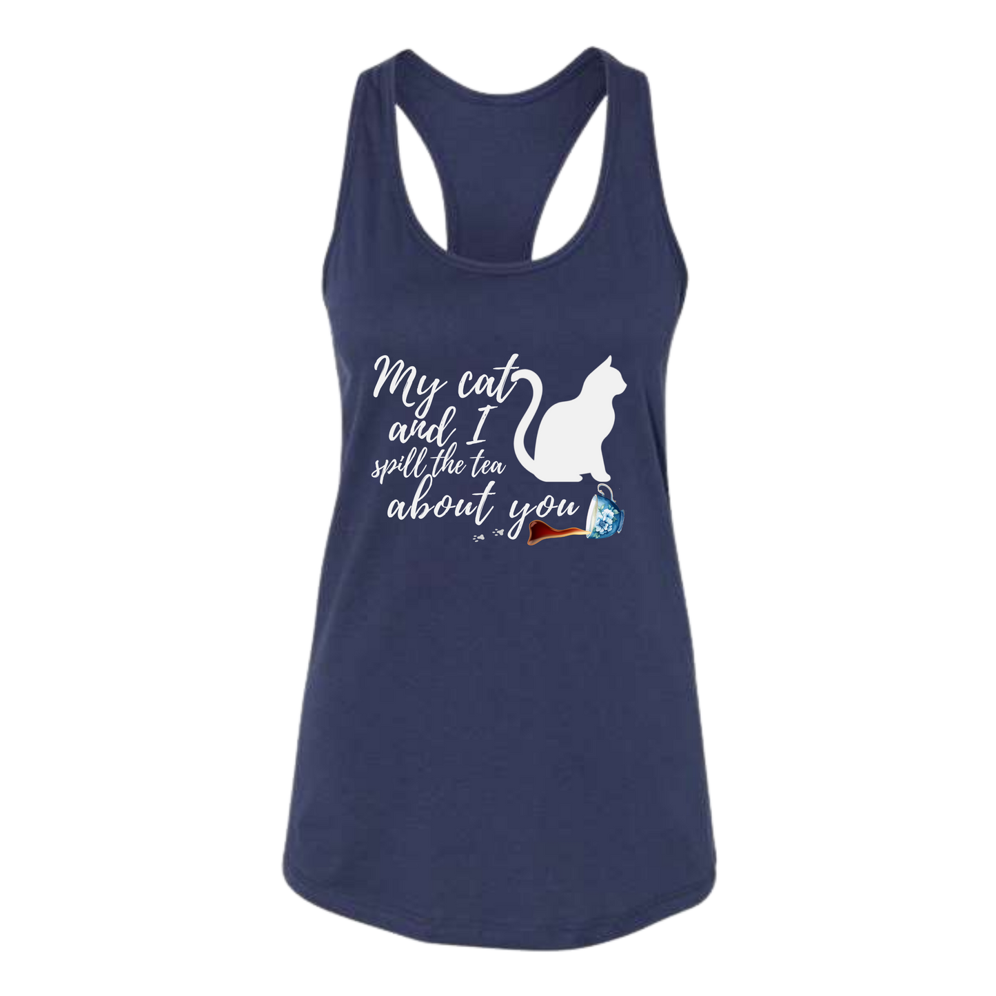 My Cat and I spill the tea about you - Bella+Canvas - Women's Jersey Racerback Tank