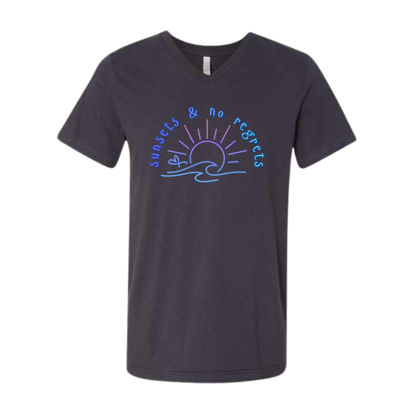 Sunsets & No Regrets - Bella+Canvas - Unisex V-Neck - Neutral Colors
